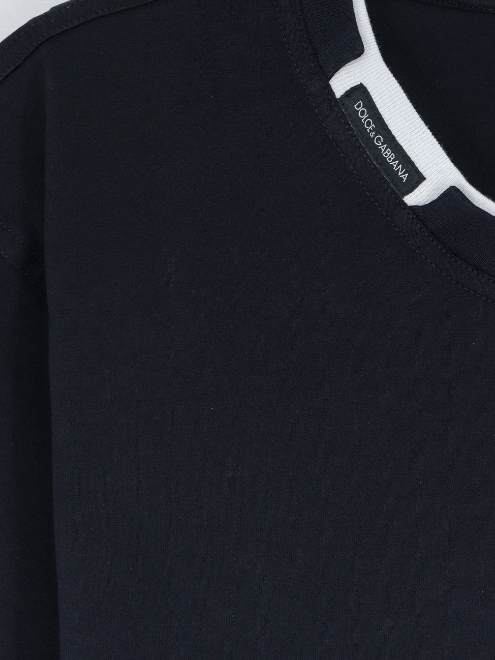 Dolce & Gabbana Cotton t-shirt with contrasting profile - Blu Scurissimo