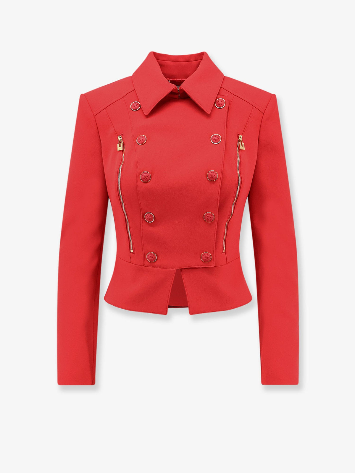 Elisabetta Franchi Cropped Blazer with buttons - Red