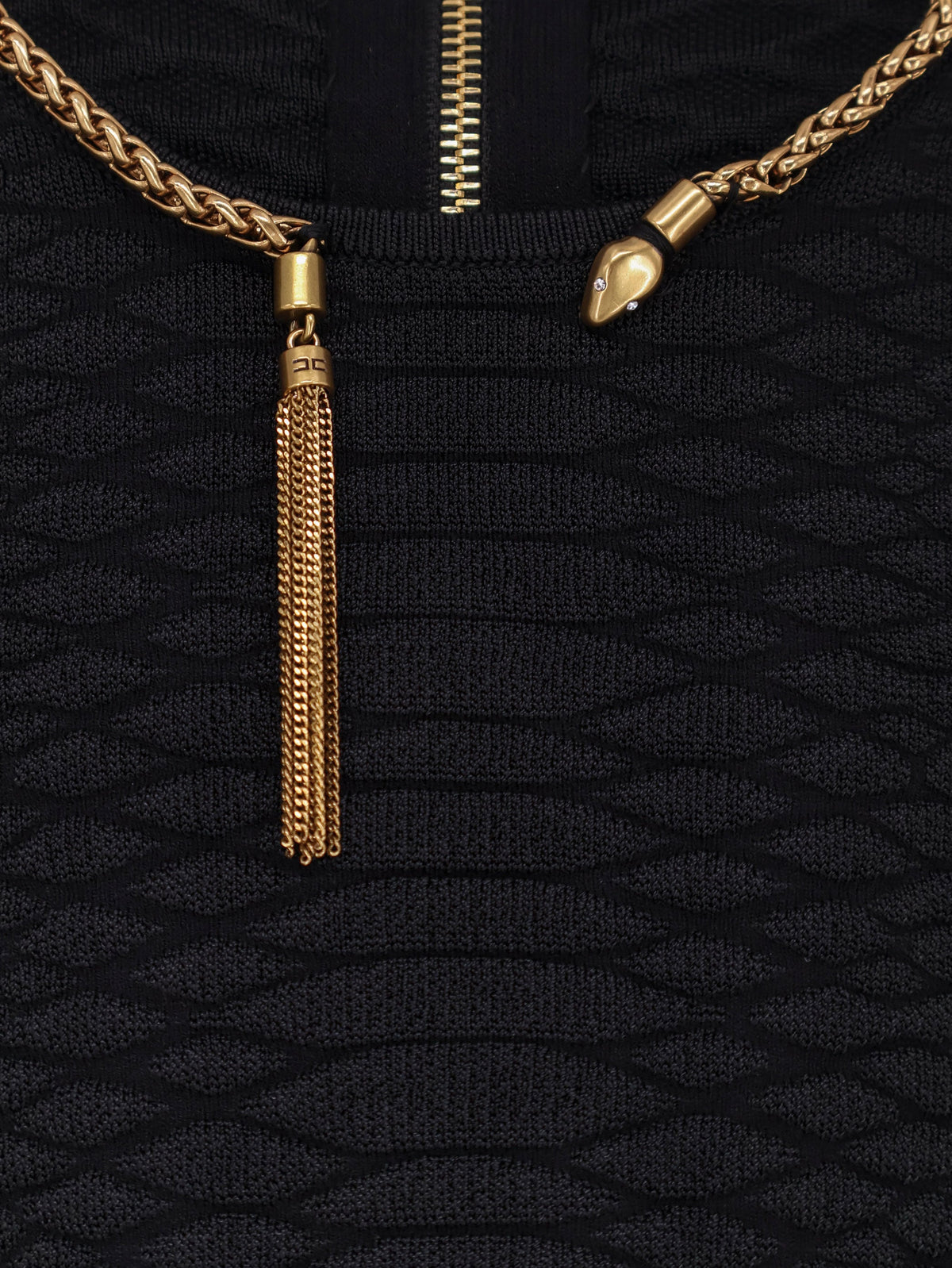 Elisabetta Franchi Tricot Sweater with snake metal choker - Nero