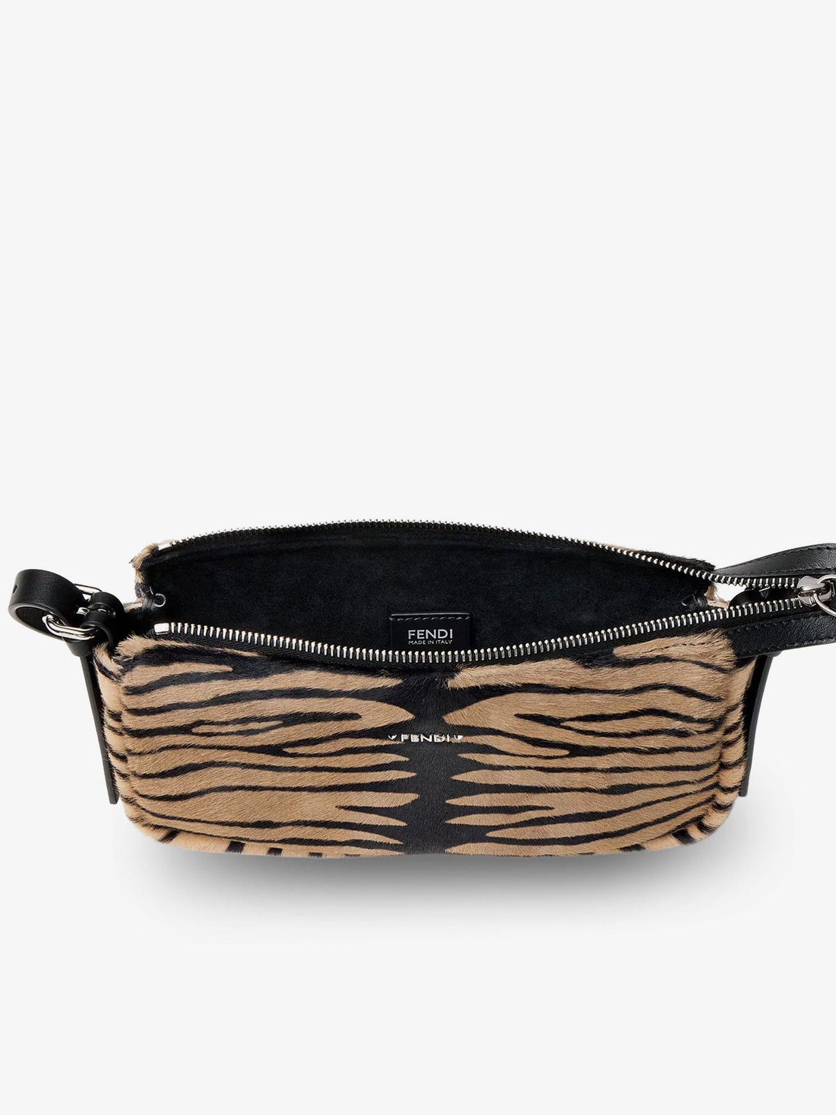 Fendi Zip Top Small shoulder bag in tiger-print pony skin - Neronaturale