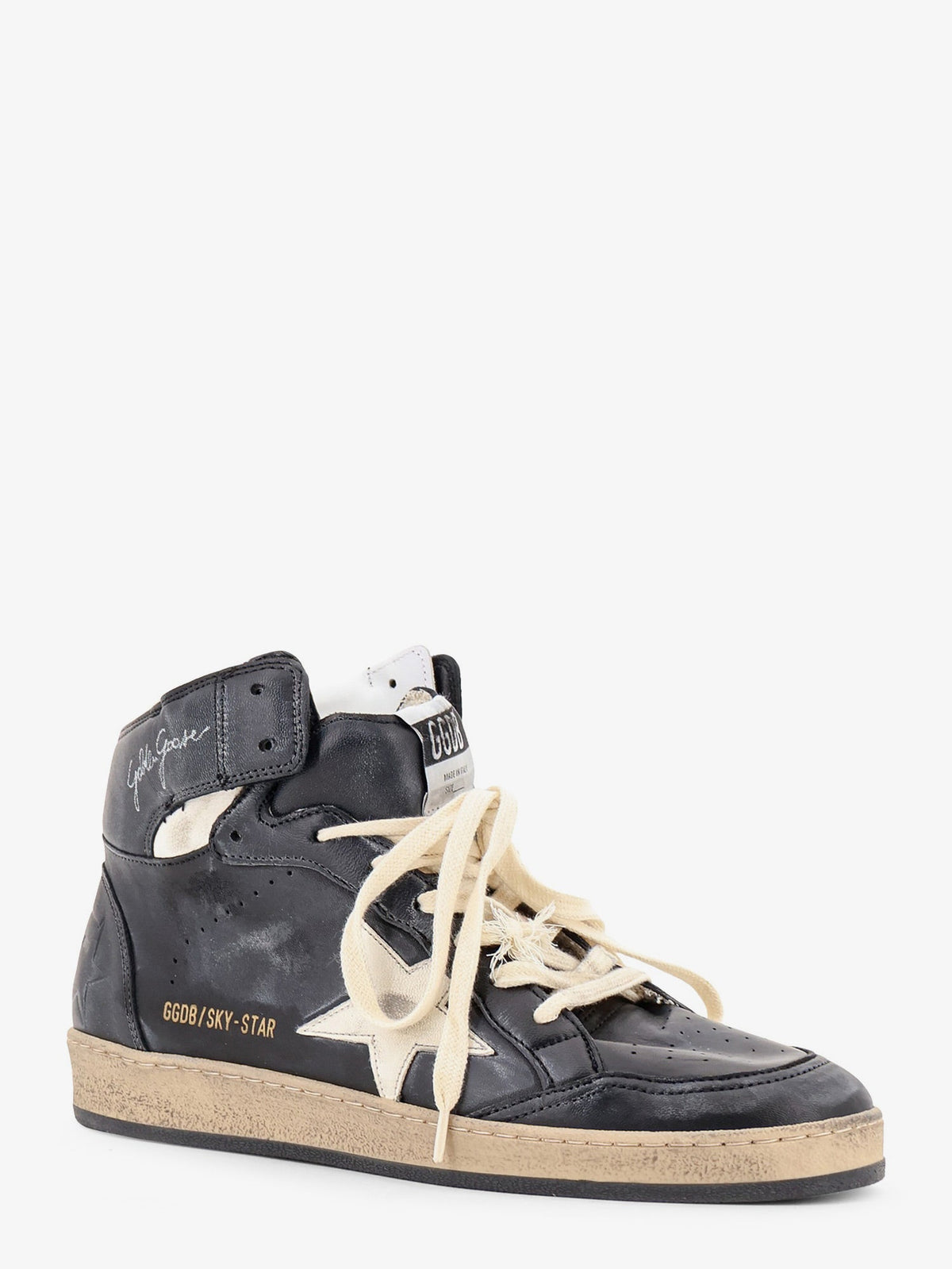 Golden Goose Sky Star sneakers in leather with a used effect - Blackwhite