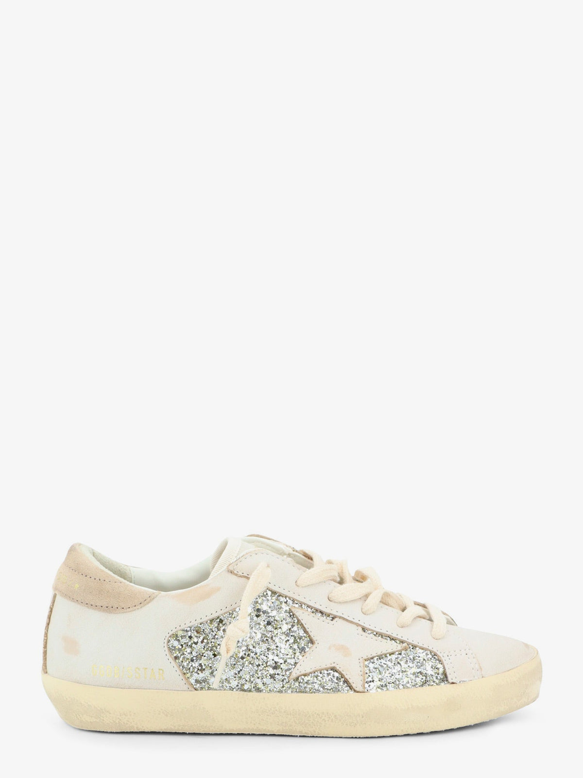 Golden Goose Superstar leather sneakers with all-over glitter pattern - Whiteplatinumbeige