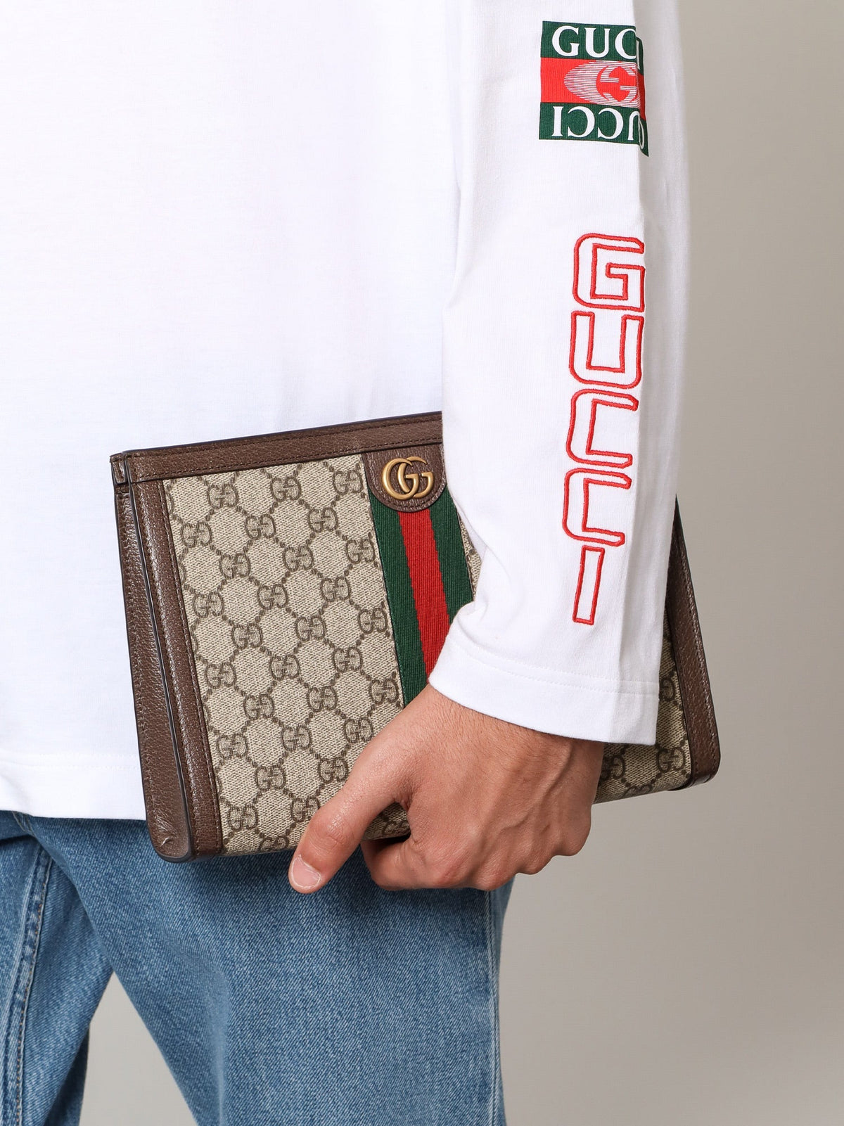 Gucci Ophidia GG fabric clutch bag - Bebnacerovrv