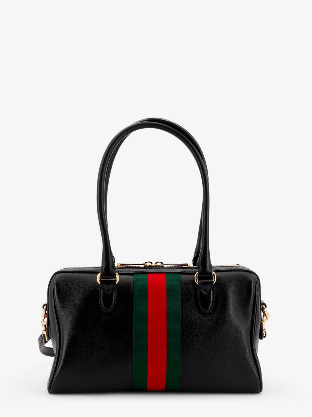 Gucci Borsetto leather handbag with Web detail on the front - Black