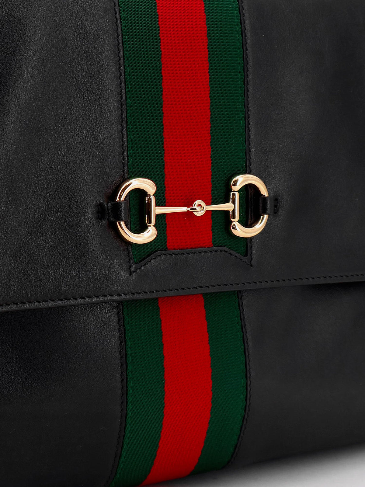 Gucci Paparazzo leather handbag with iconic metal Horsebit - Black