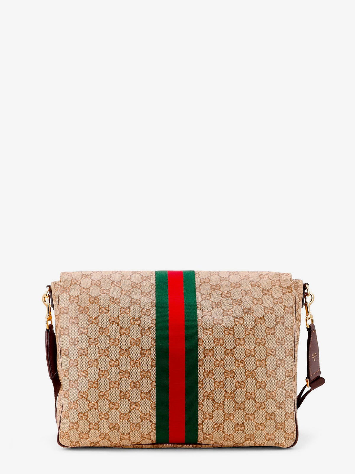 Gucci GG canvas crossbody bag with front Web detail - Sandbrown