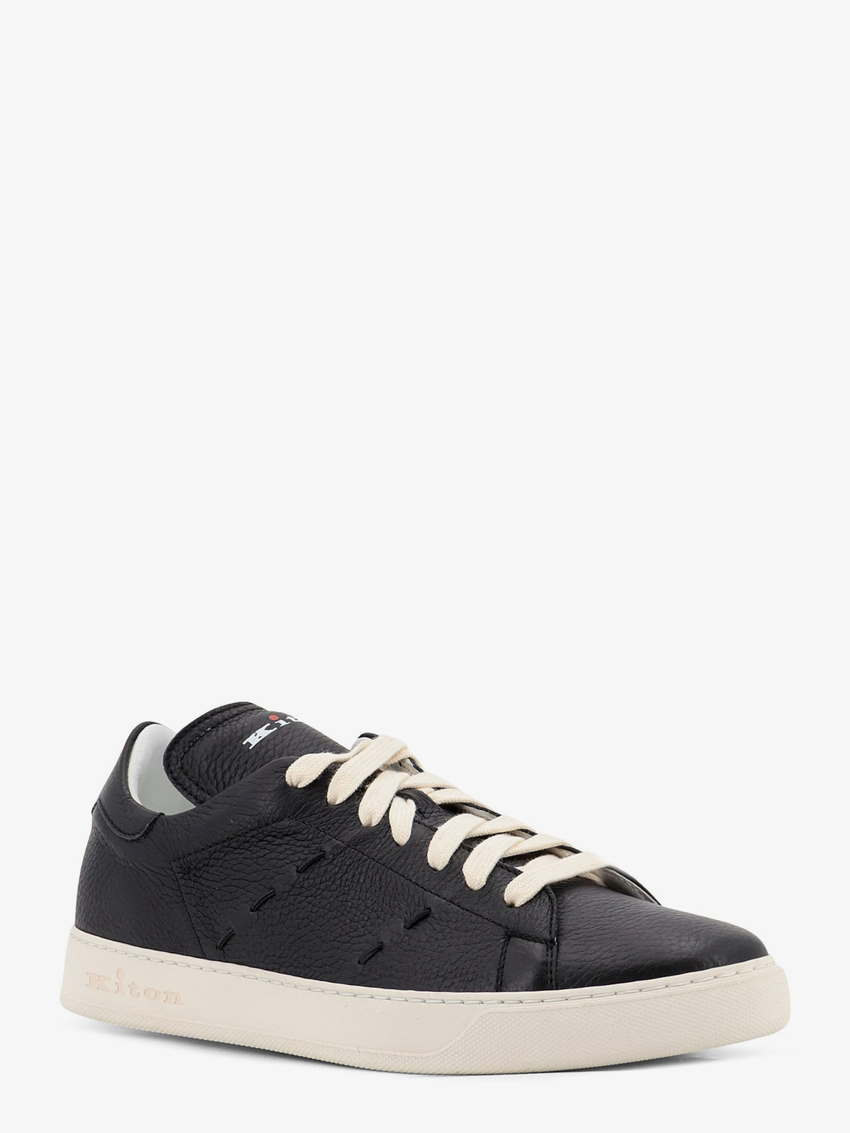 Kiton Leather sneakers with iconic side stitching - Nero