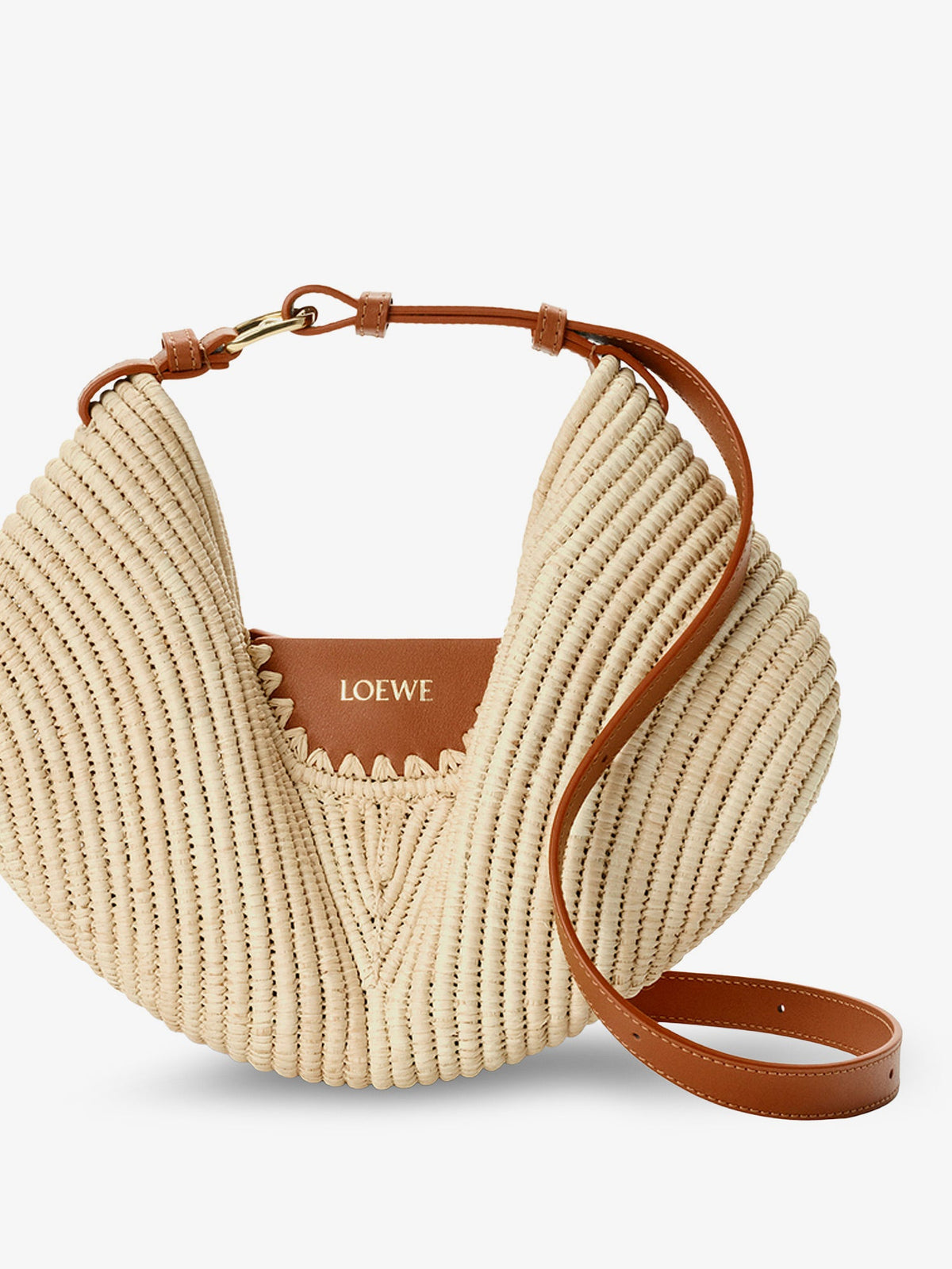 Loewe Paula's Ibiza-Swing leather and raffia shoulder bag - Naturaltan