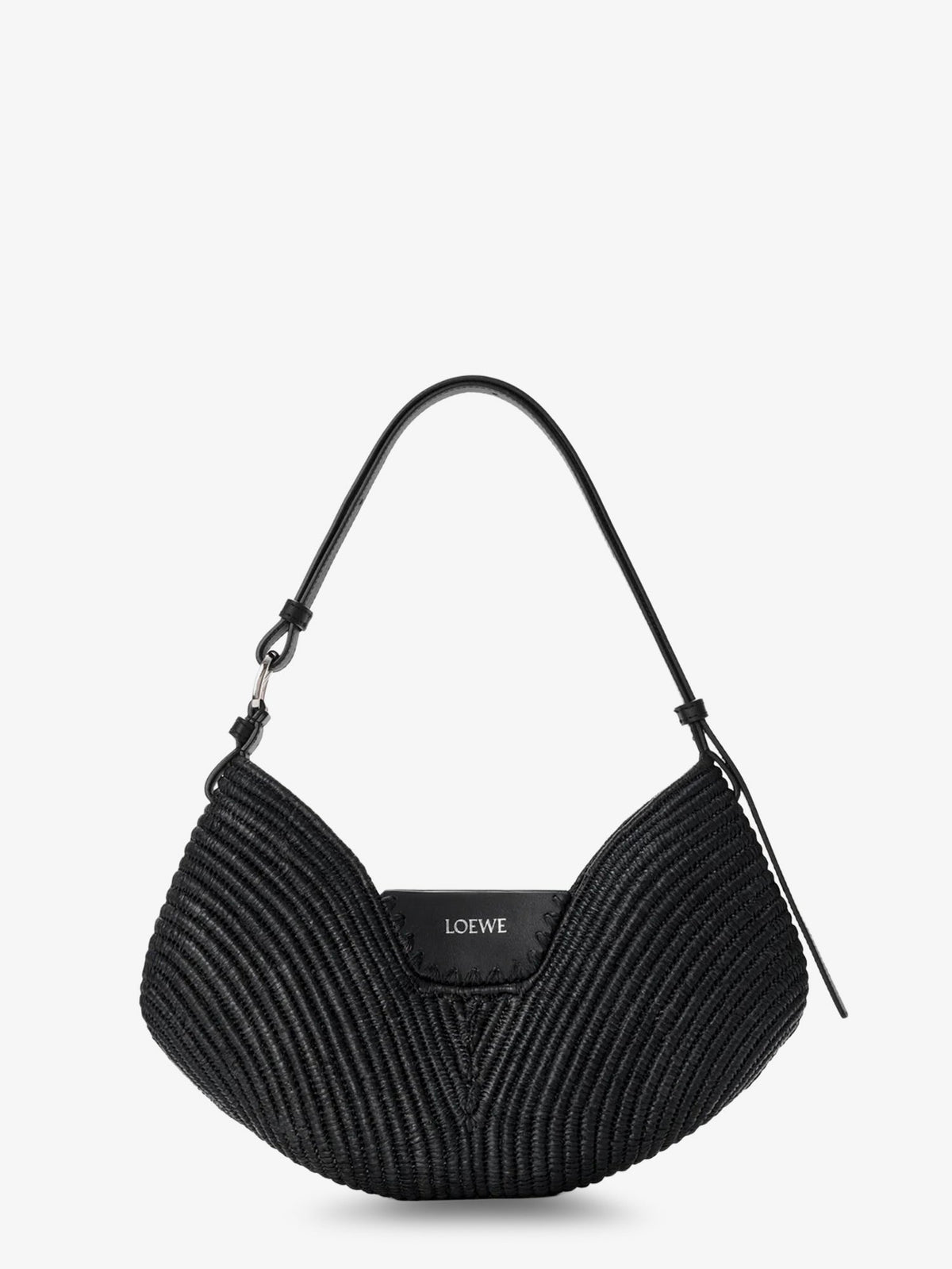 Loewe Paula's Ibiza-Swing raffia and leather shoulder bag - Black