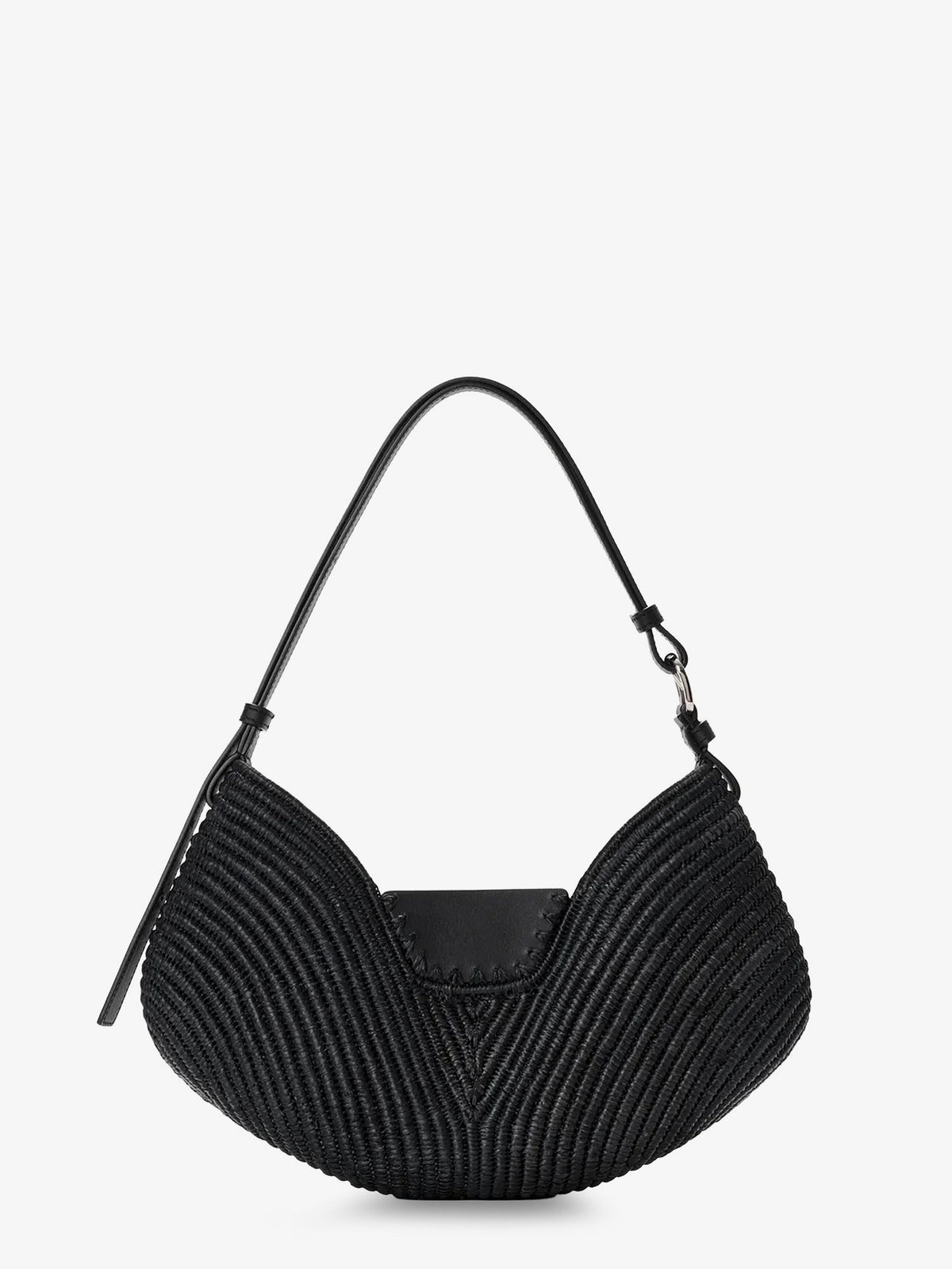 Loewe Paula's Ibiza-Swing raffia and leather shoulder bag - Black