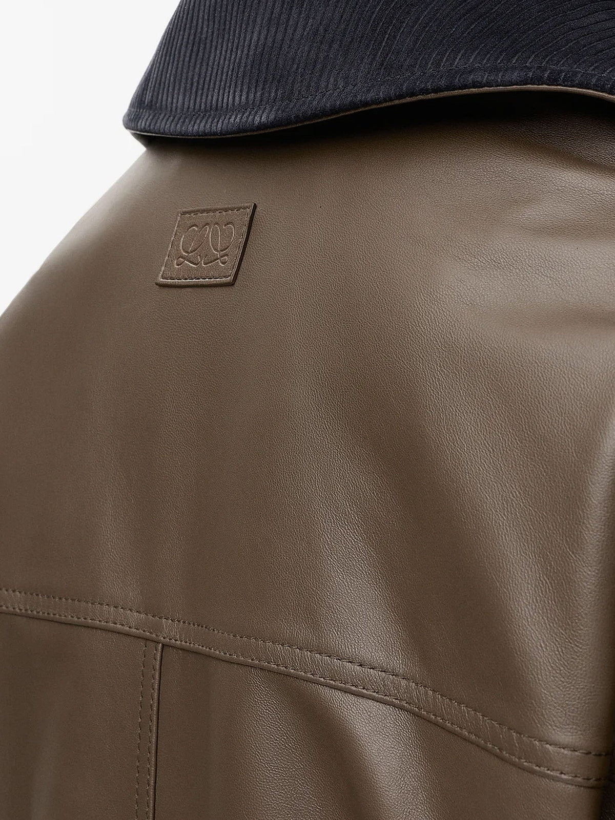 Loewe Lightweight nappa leather short jacket with a corduroy collar - Khaki Green