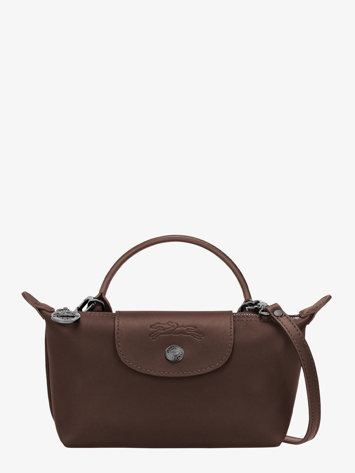 Longchamp Le Pliage Xtra leather shoulder bag - Moka