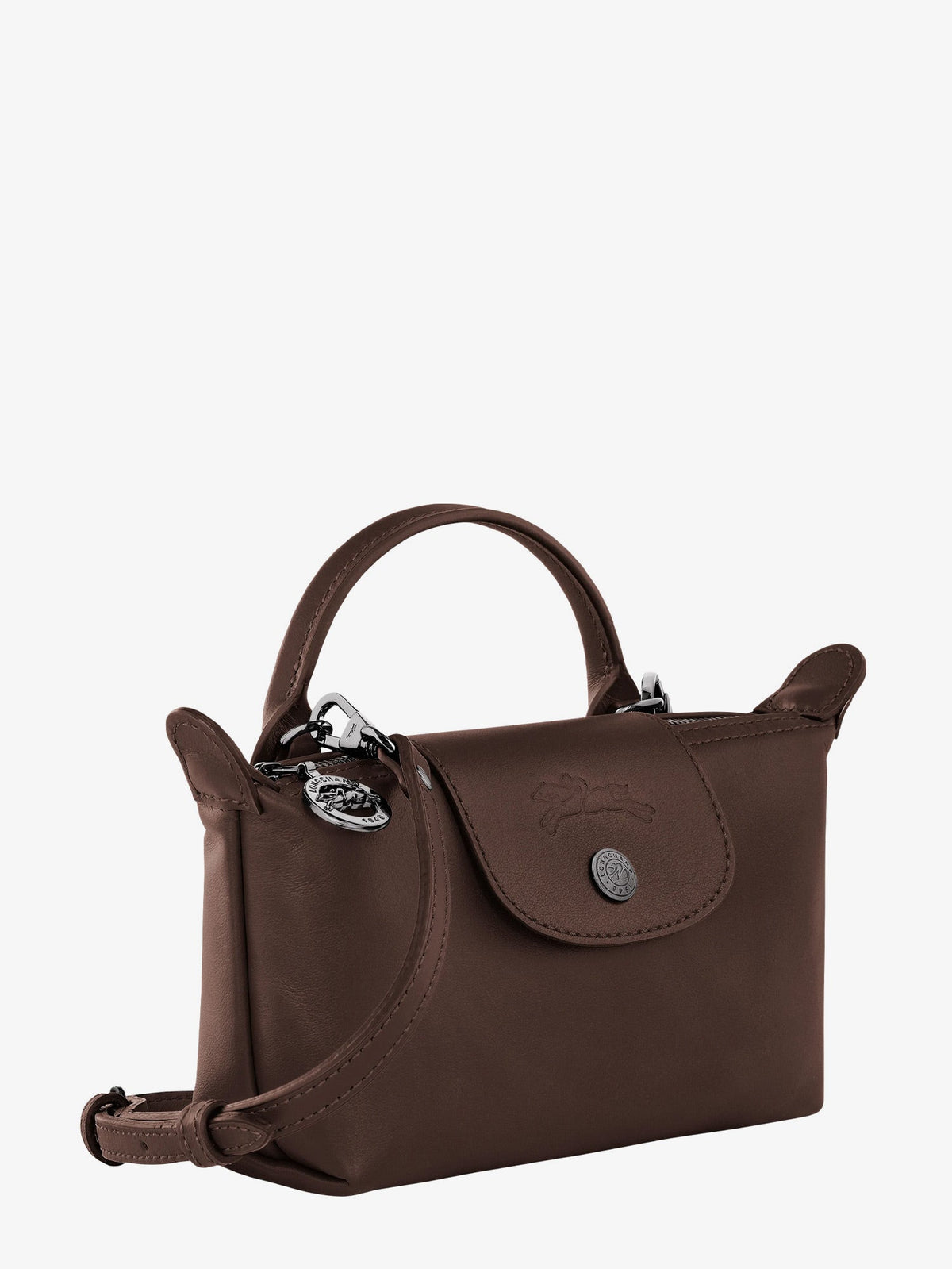 Longchamp Le Pliage Xtra leather shoulder bag - Moka