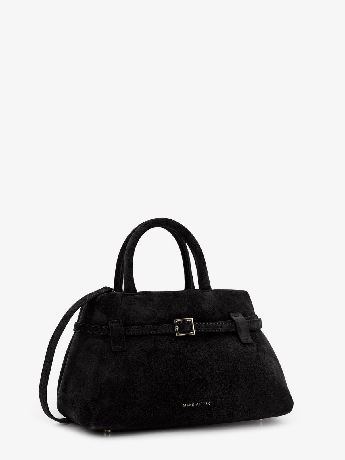 Manu Atelier Le Cambon 25 suede crossbody bag - Black