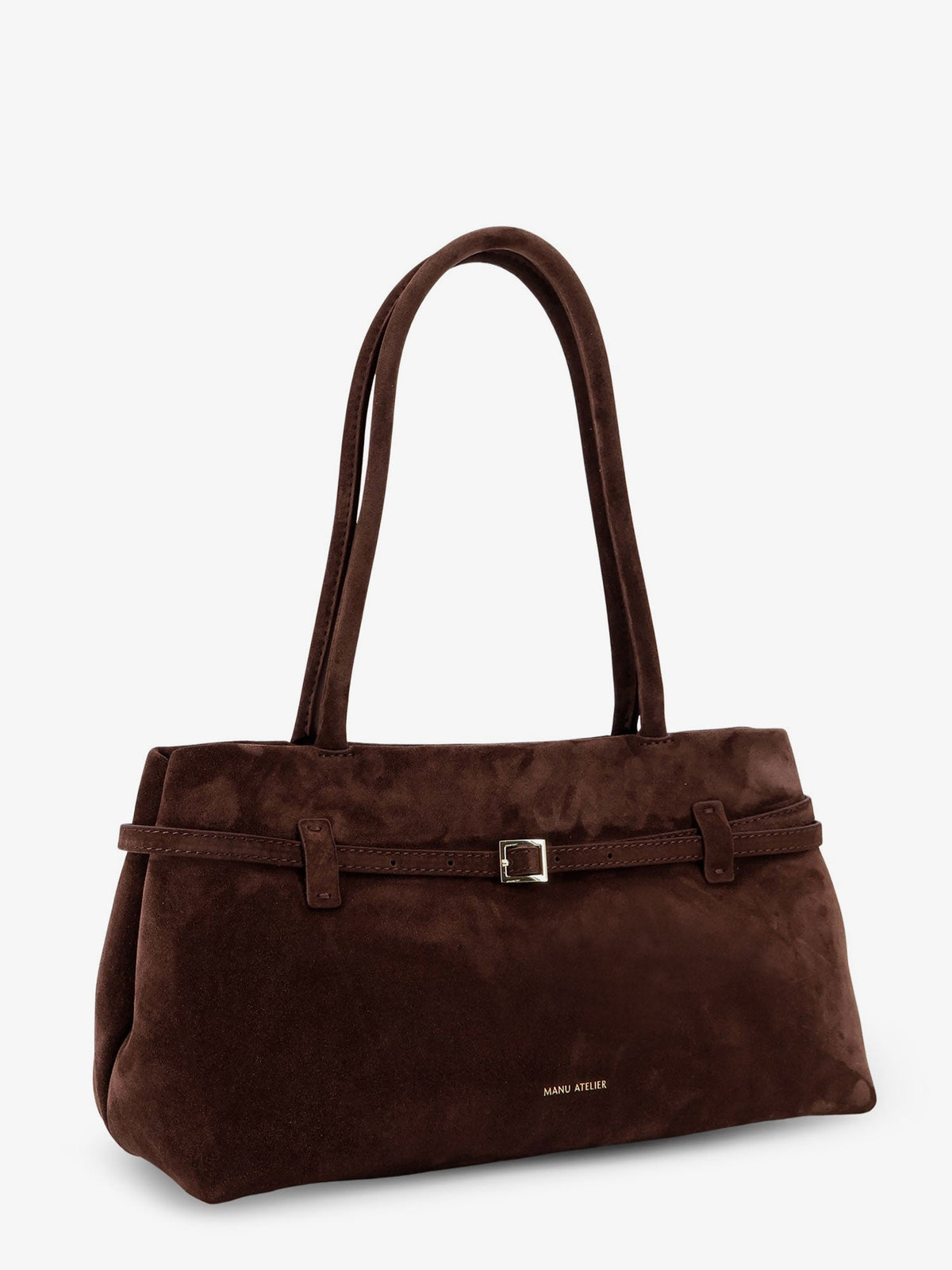 Manu Atelier Le Cambon East West suede shoulder bag - Deep Brown