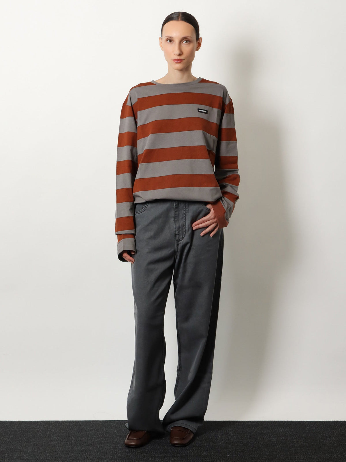 Miu Miu Grey Light Denim trousers - Nero