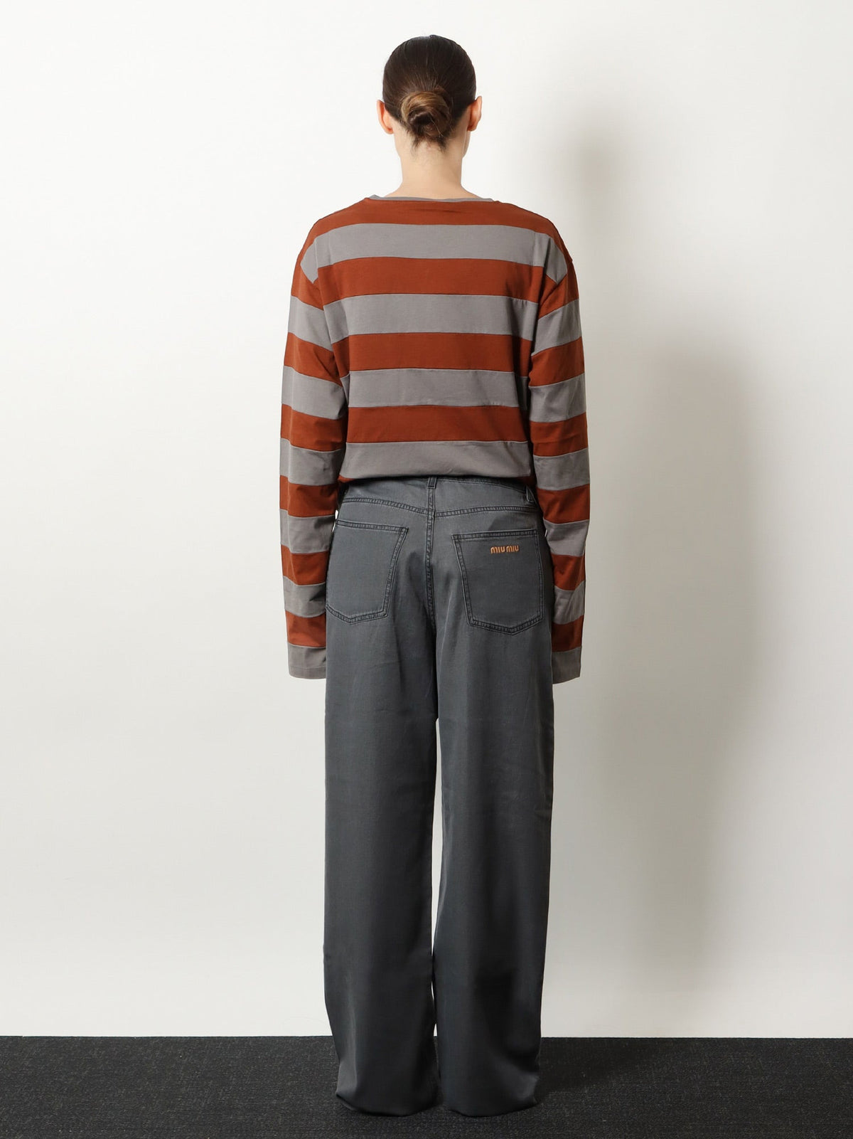 Miu Miu Grey Light Denim trousers - Nero