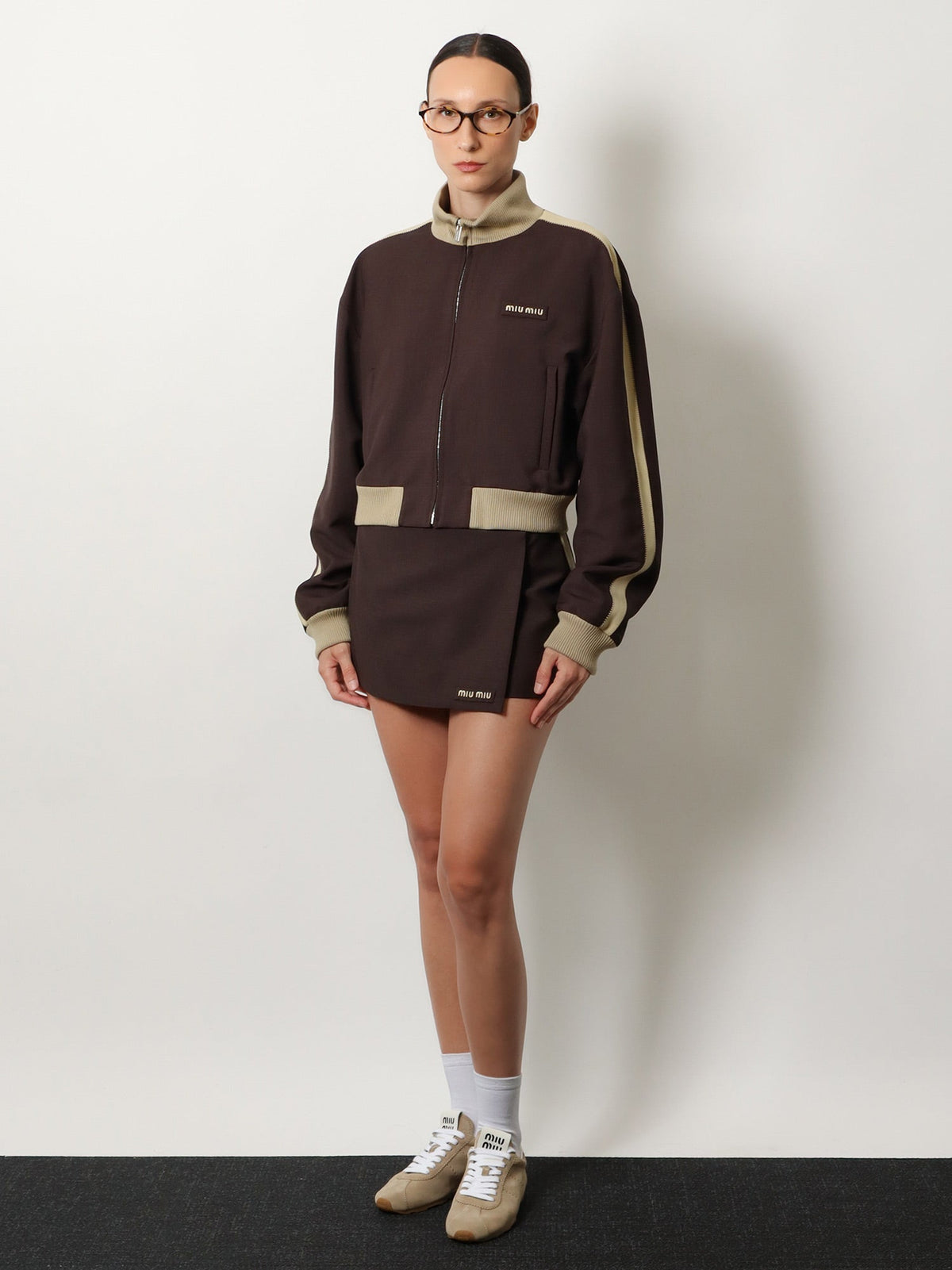 Miu Miu Mohair and virgin wool mini skirt - Cacao