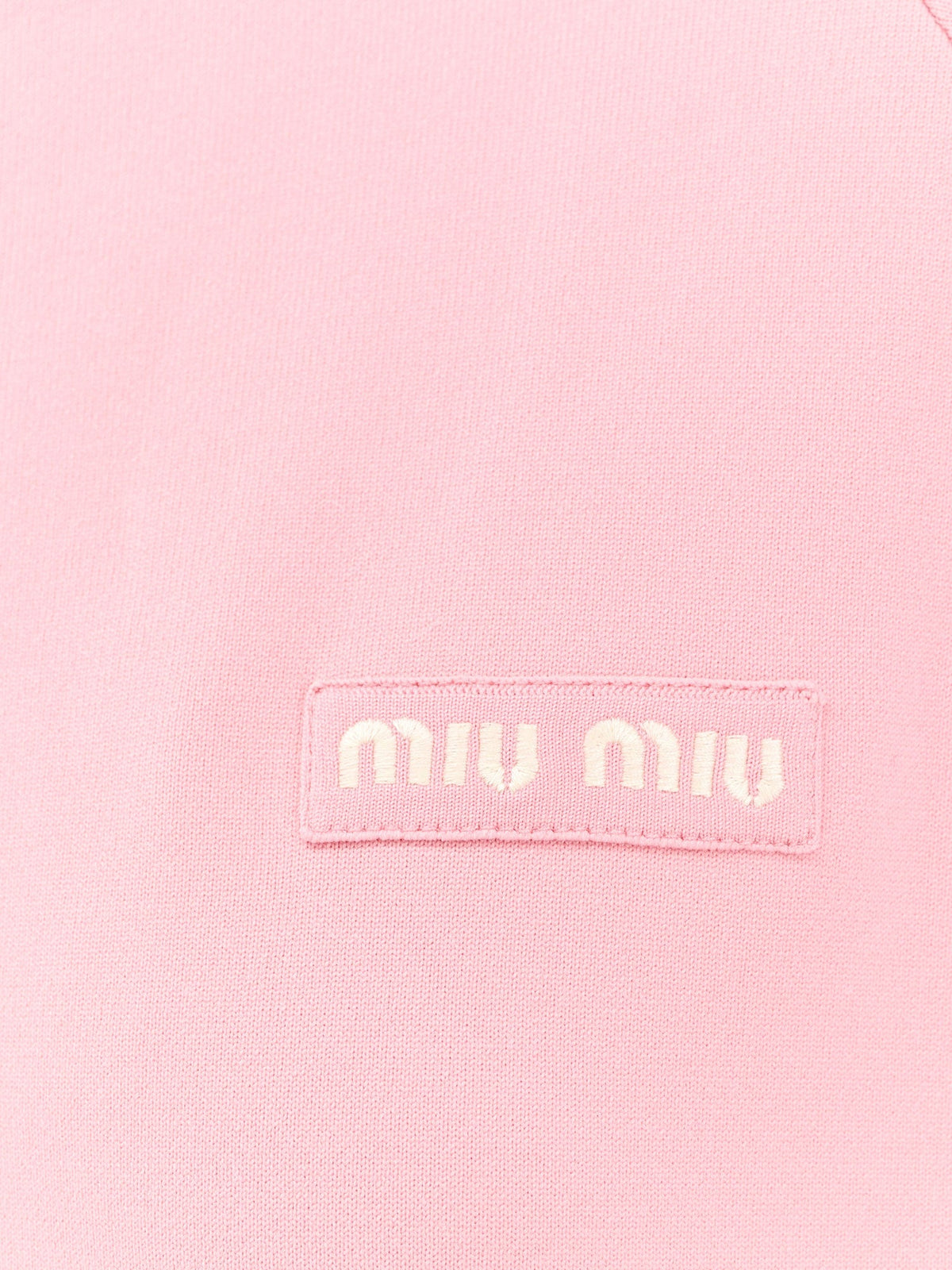 Miu Miu Silk blend cardigan with embroidered logo patch - Alabastroavorio