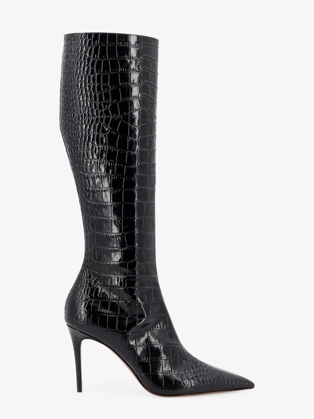 Paris Texas Vera 85 croco effect leather boots - Carbone