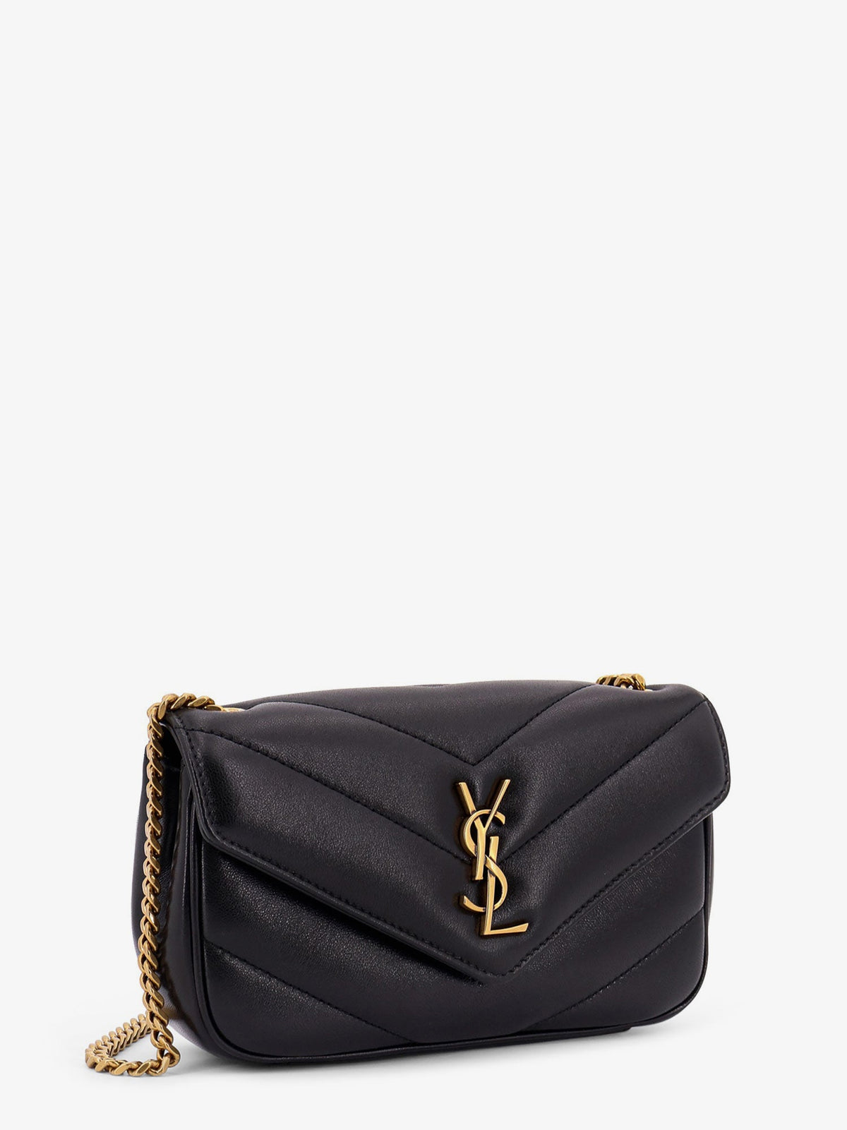 Saint Laurent Loulou Mini leather crosbody bag with chevron stitching - Nero