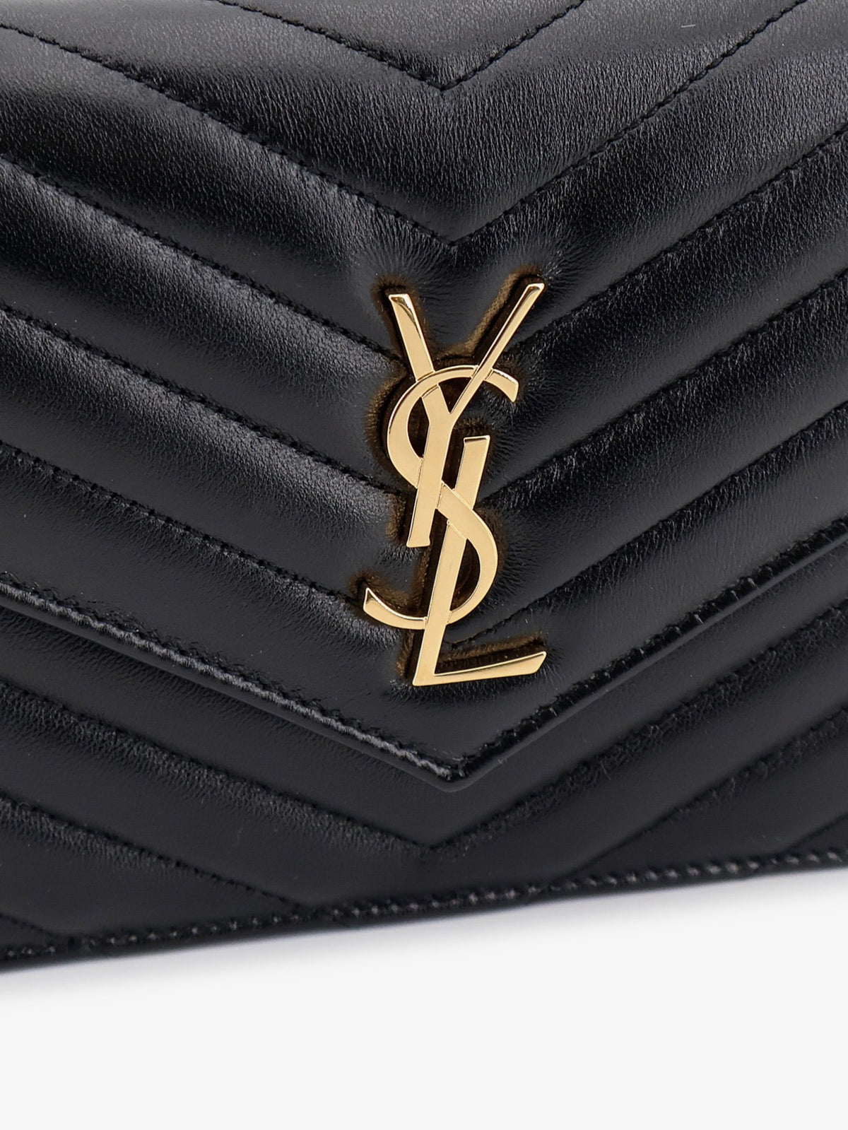 Saint Laurent Leather crossbody bag with metal Cassandre logo - Nero