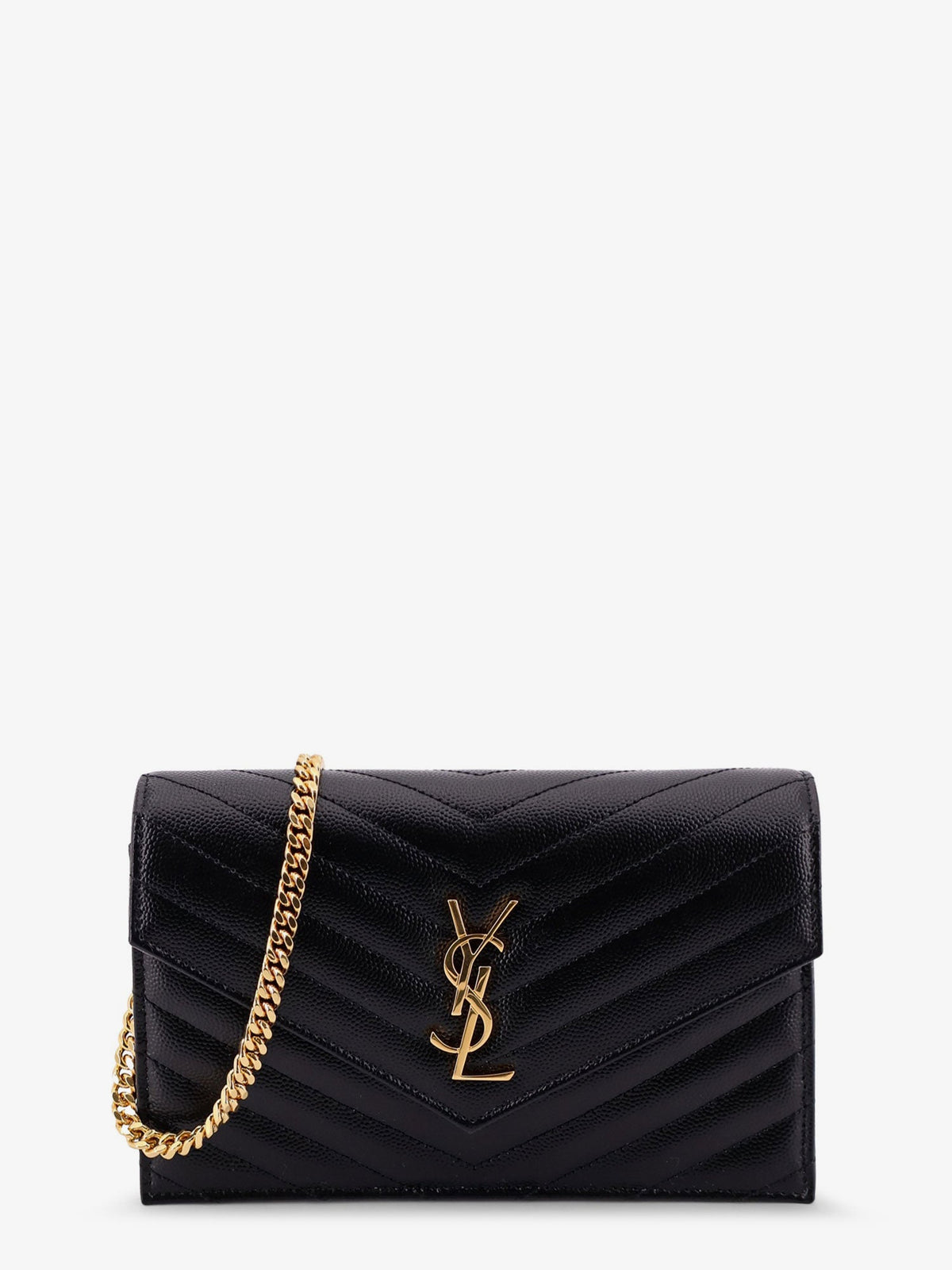 Saint Laurent Cassandre Envelope Clutch Crossbody Bag with Chain - Nero