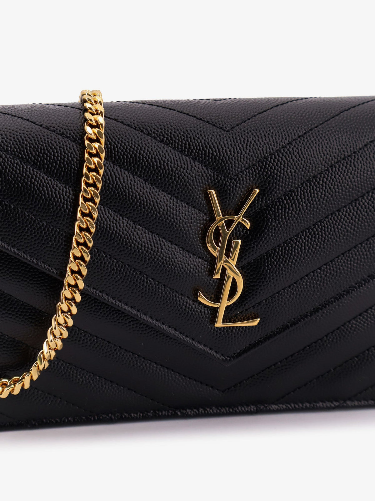 Saint Laurent Cassandre Envelope Clutch Crossbody Bag with Chain - Nero
