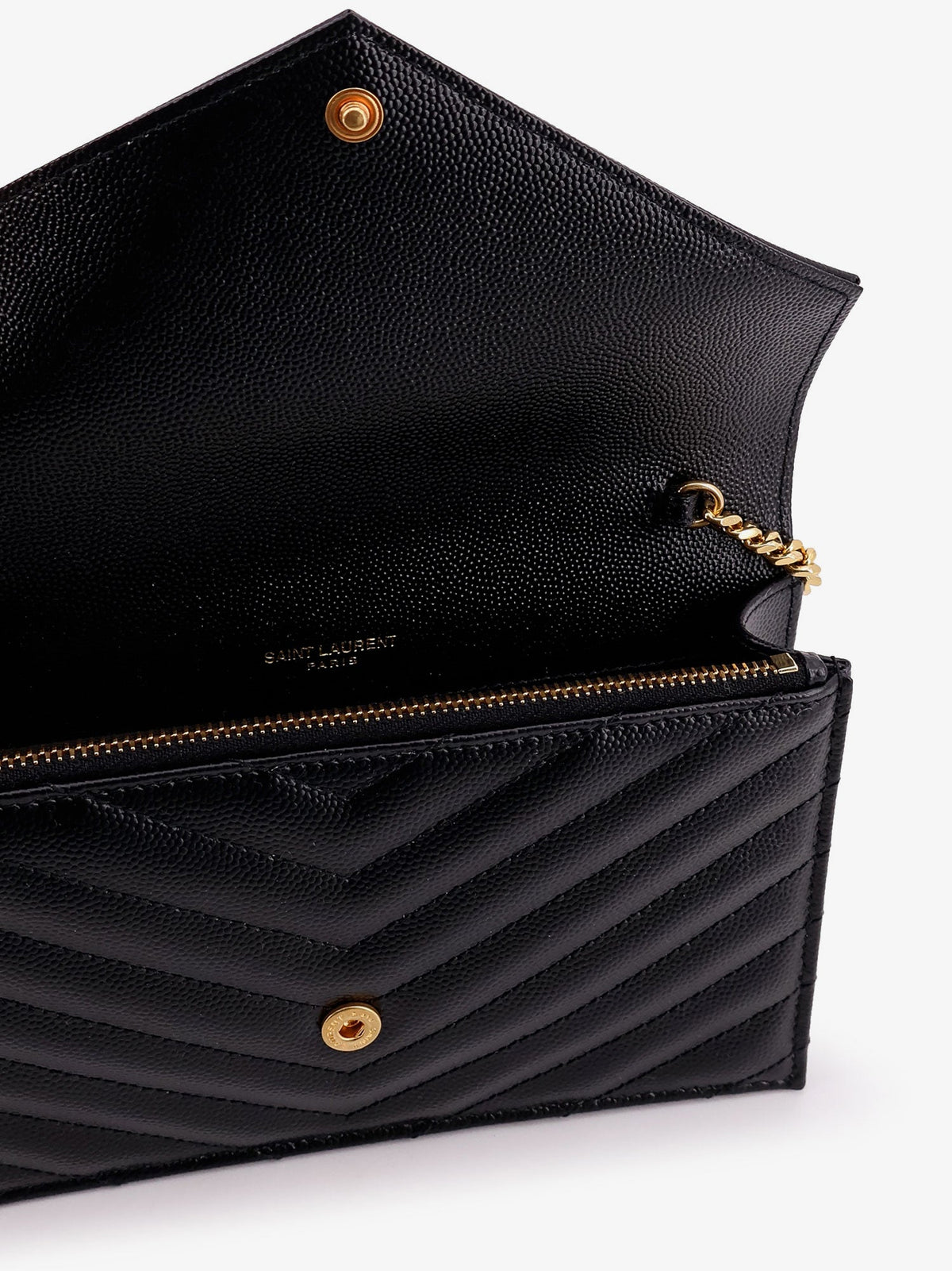 Saint Laurent Cassandre Envelope Clutch Crossbody Bag with Chain - Nero