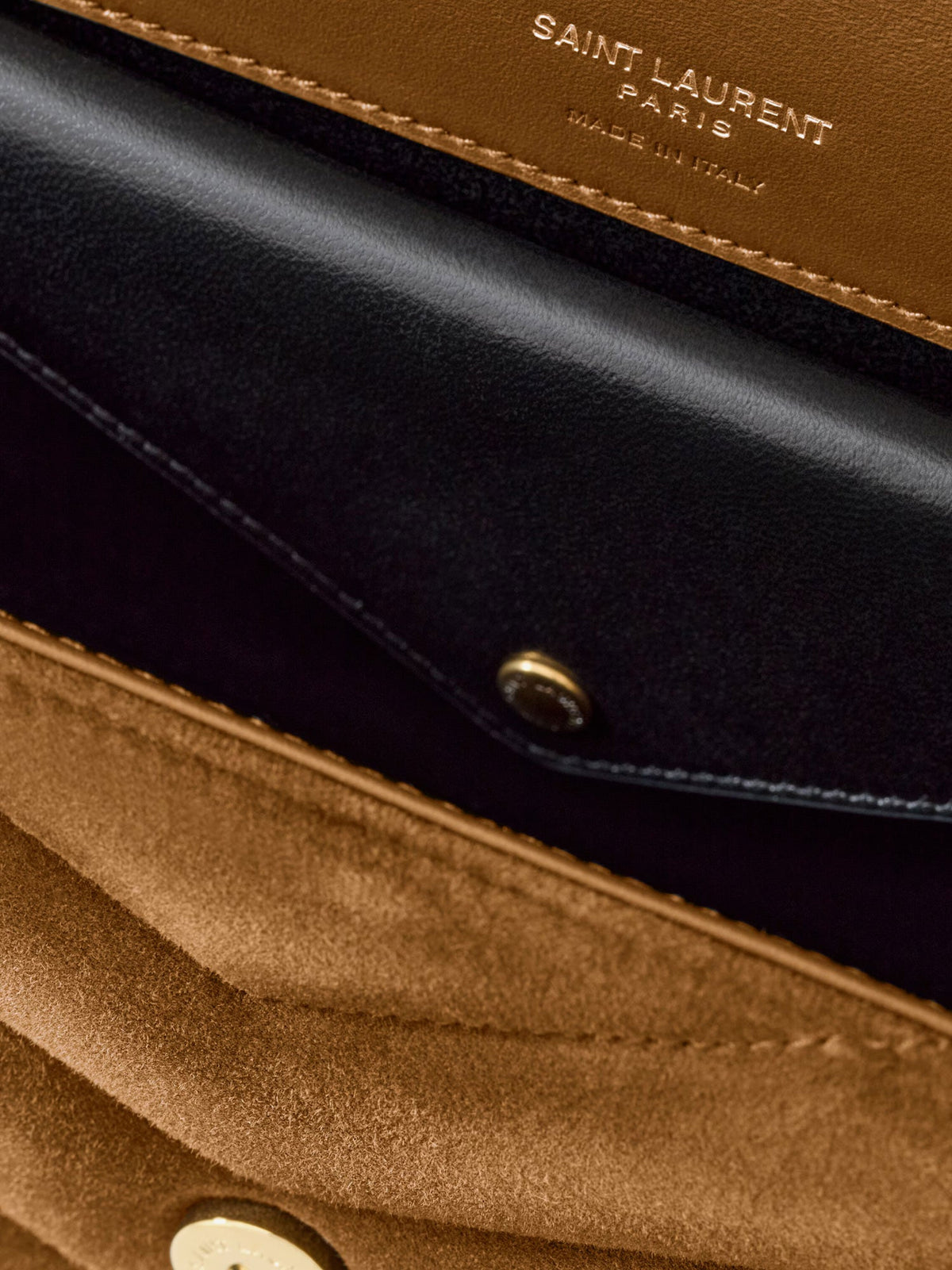 Saint Laurent Loulou leather shoulder bag with metal Cassandre logo - Orangecaramelcogn
