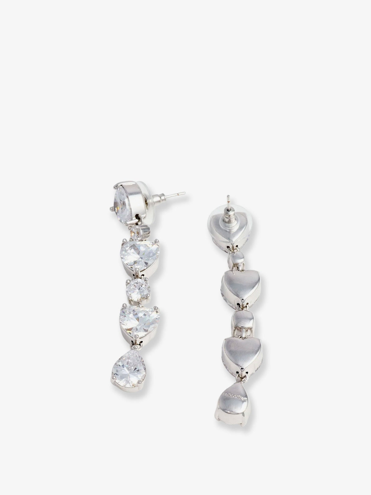 Self-Portrait Crystal Heart Tiered Earrings - Silver