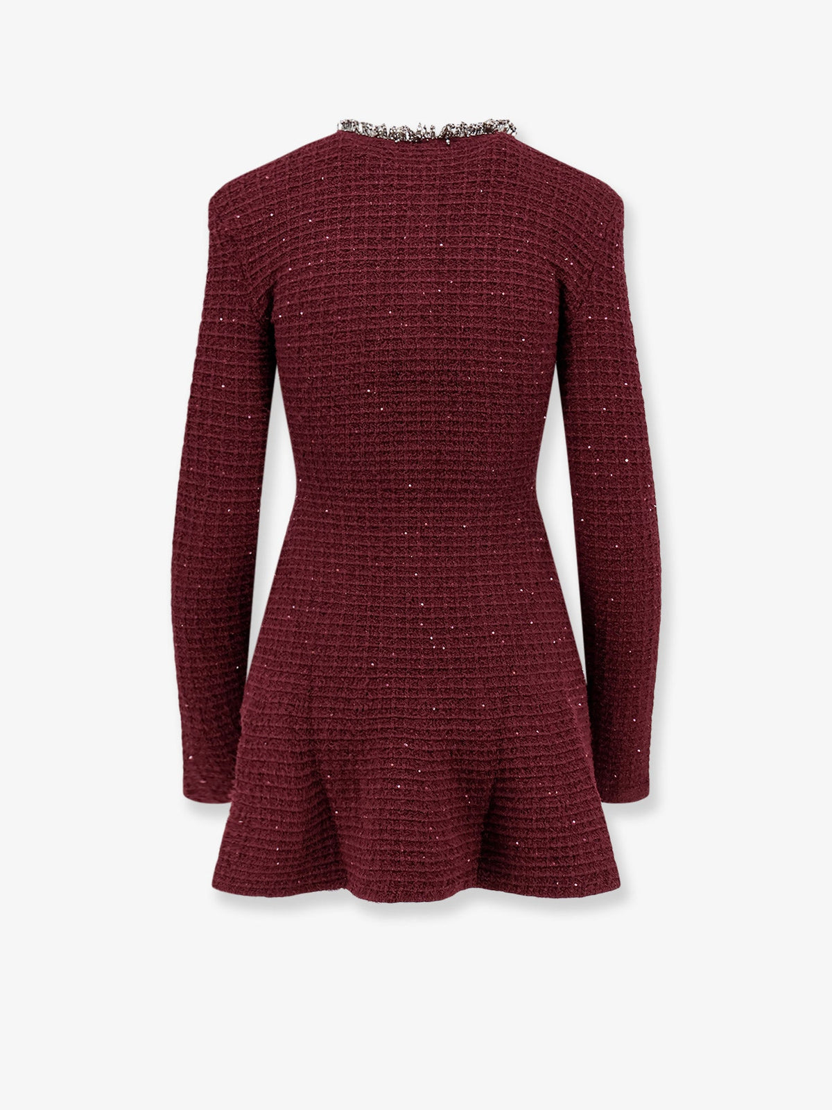Self-Portrait Knitted bordeaux dress with Jewel details - Burgundy