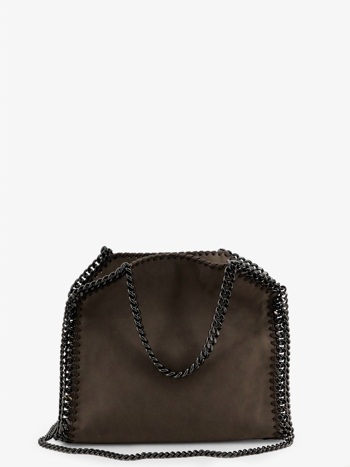 Stella McCartney Falabella Mini velvet crossbody bag - Darktaupe