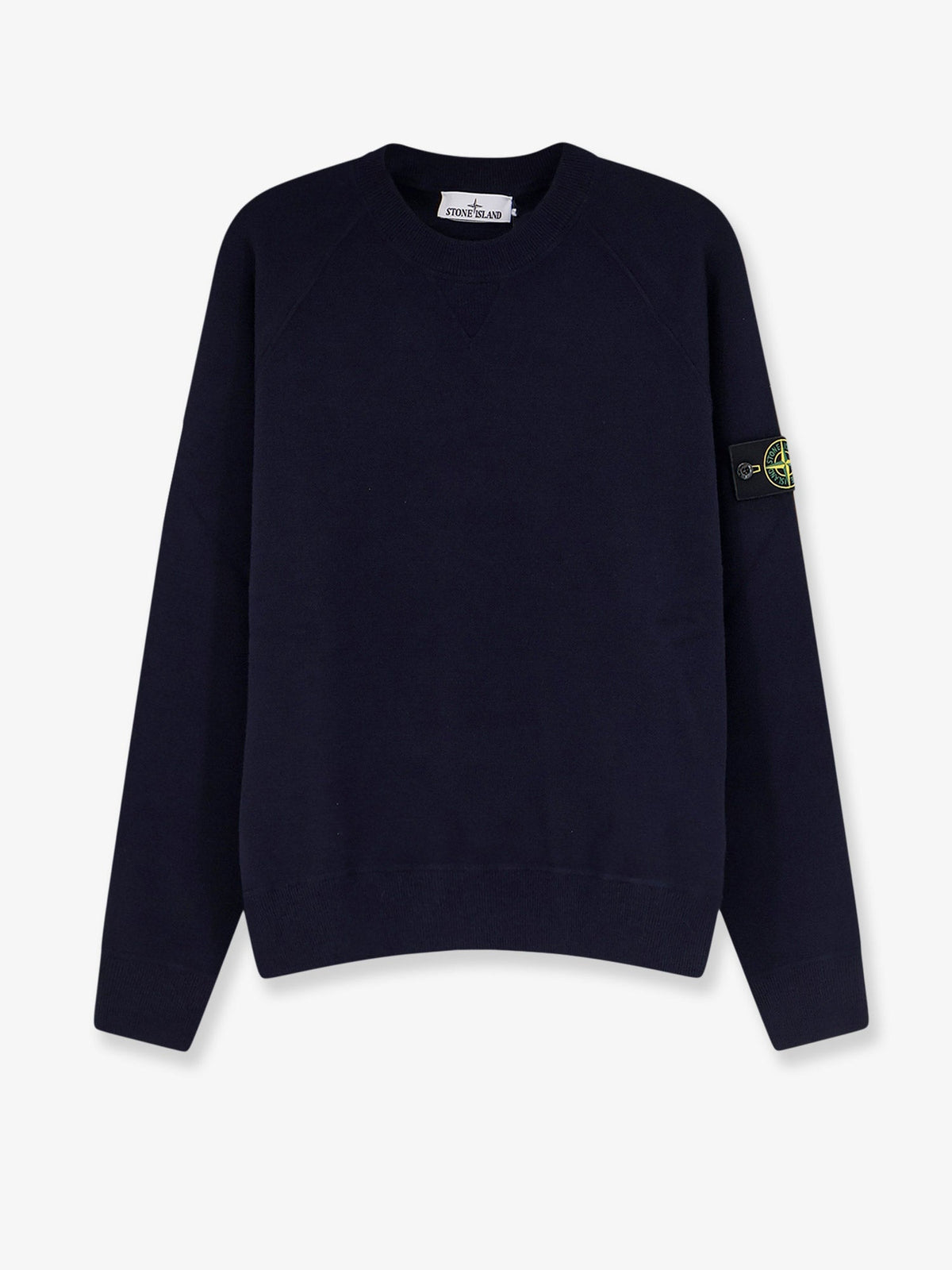 Stone Island Cotton sweater with side logo patch - Navy Blue