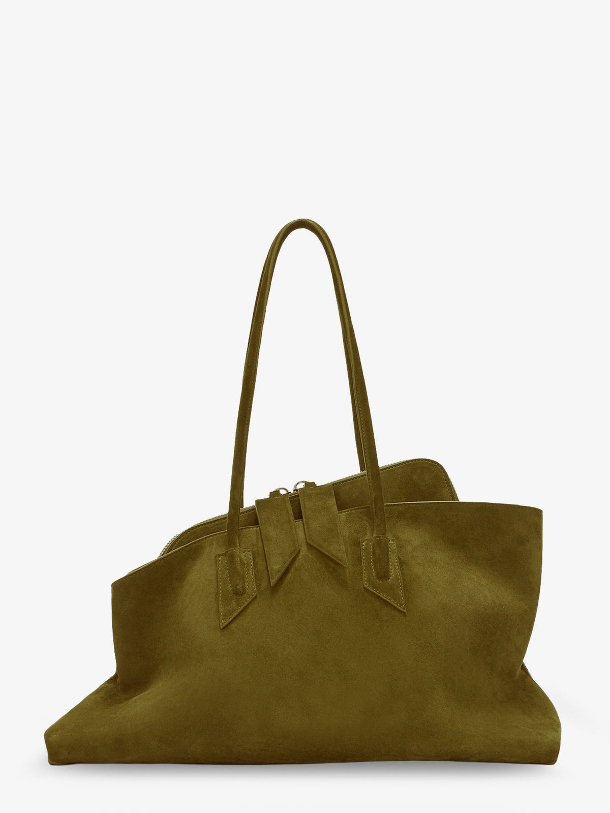 The Attico La Passeggiata suede shoulder bag - Khaki