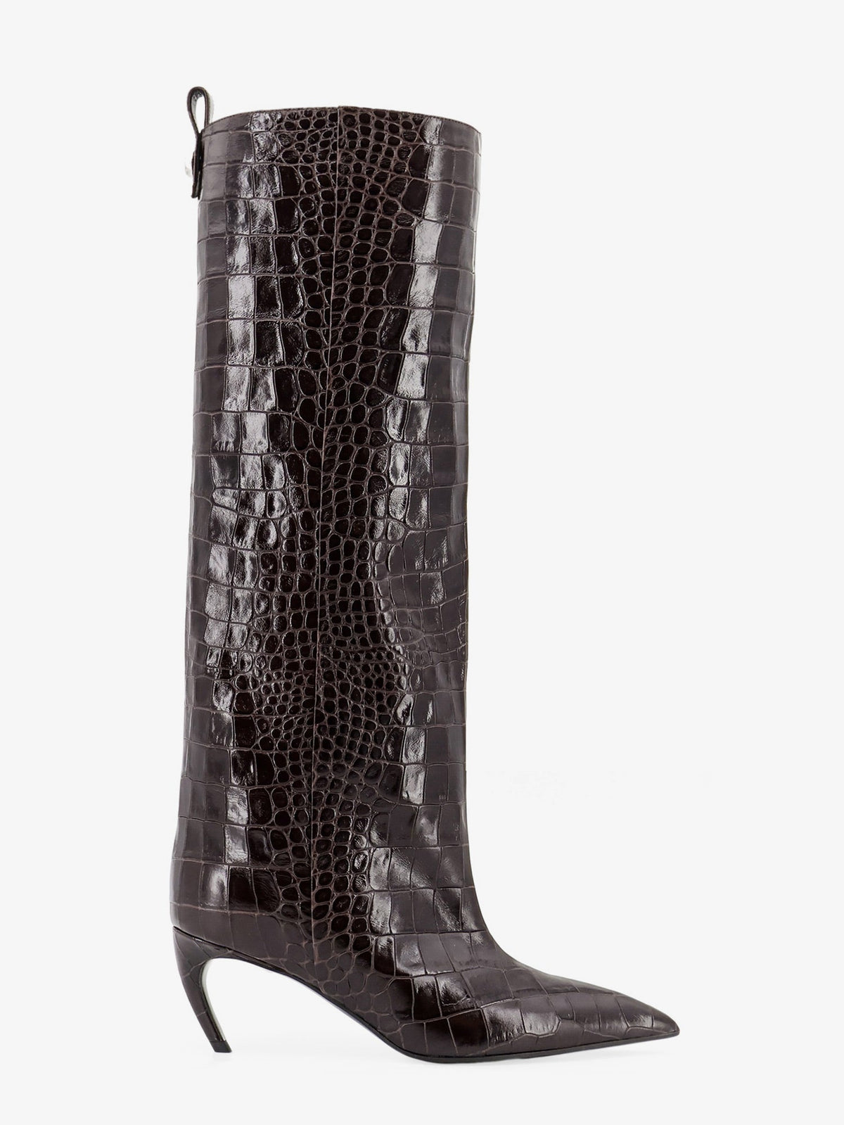 The Attico Lea boots in leather with crocodile print - Darkbrown
