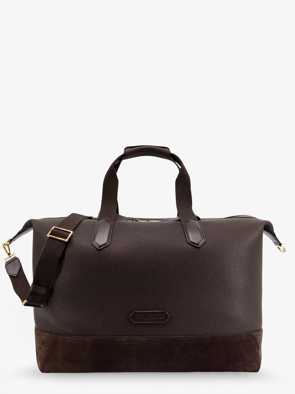 Tom Ford Leather travel bag with suede inserts - Chocolate