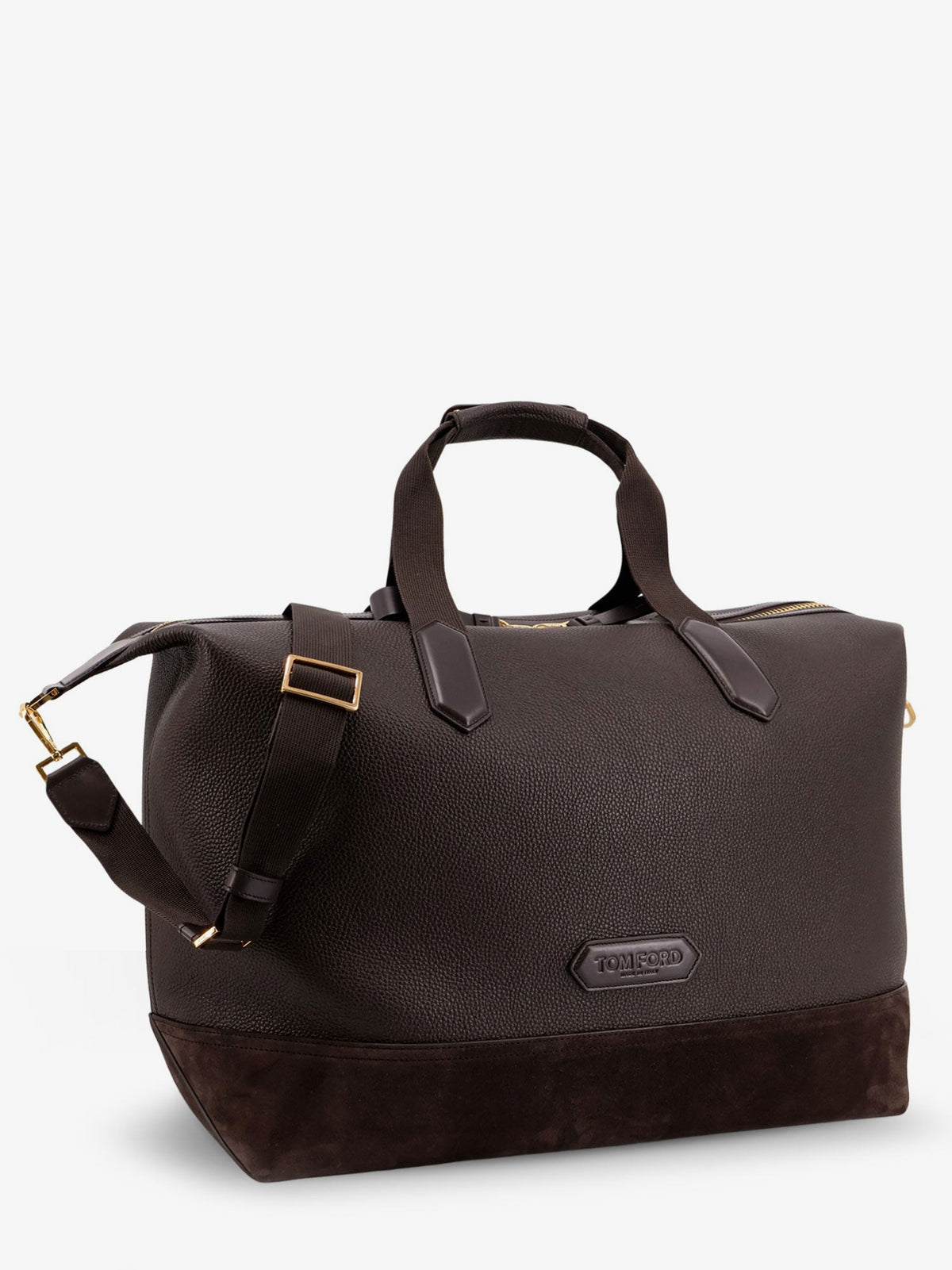 Tom Ford Leather travel bag with suede inserts - Chocolate