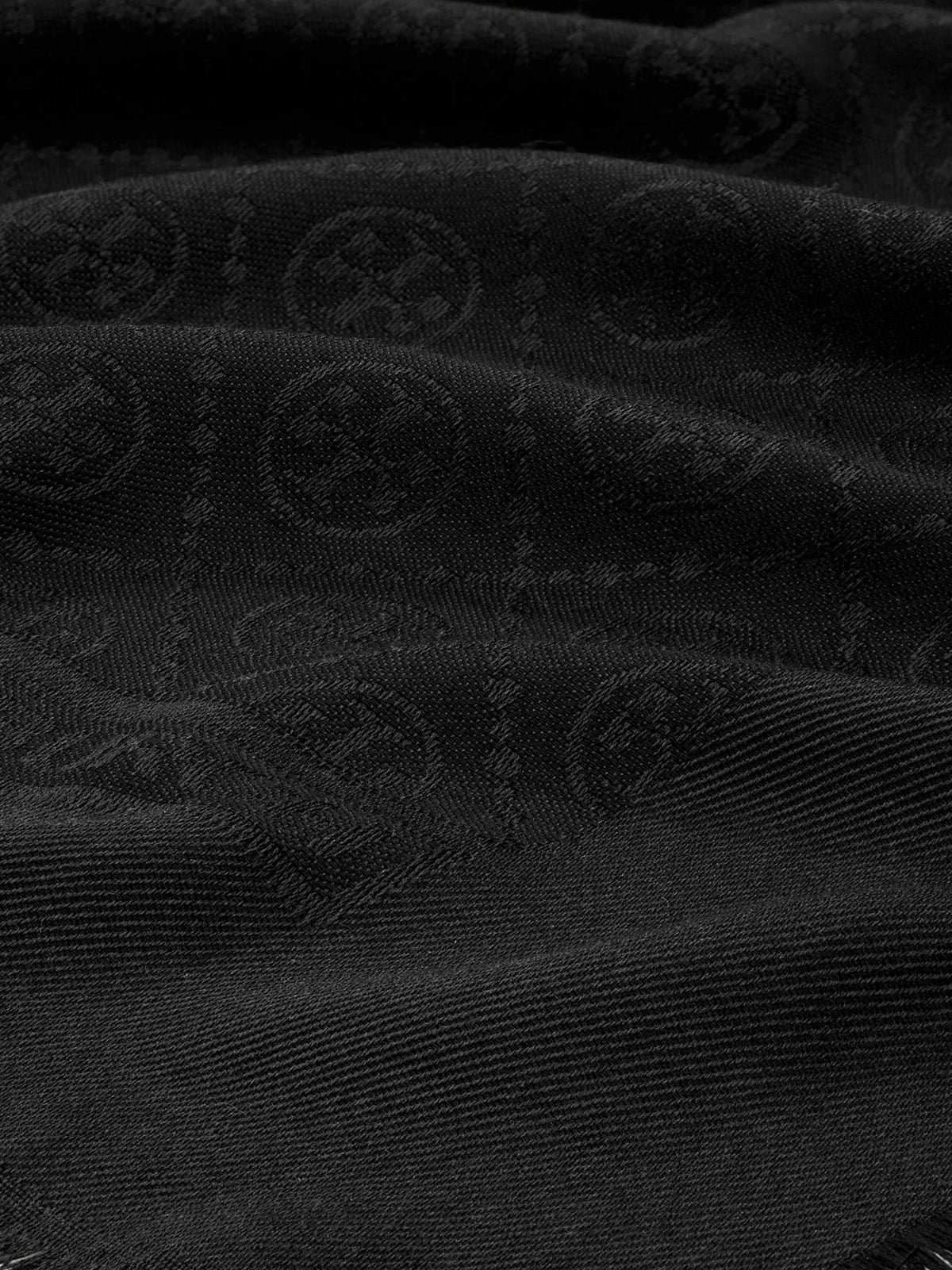 Tory Burch T Monogram Jacquard Traveler silk and wool blend scarf - Black