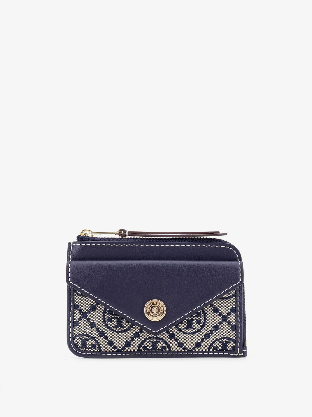 Tory Burch T Monogram Envelope Zip Card Case Wallet - Torynavy