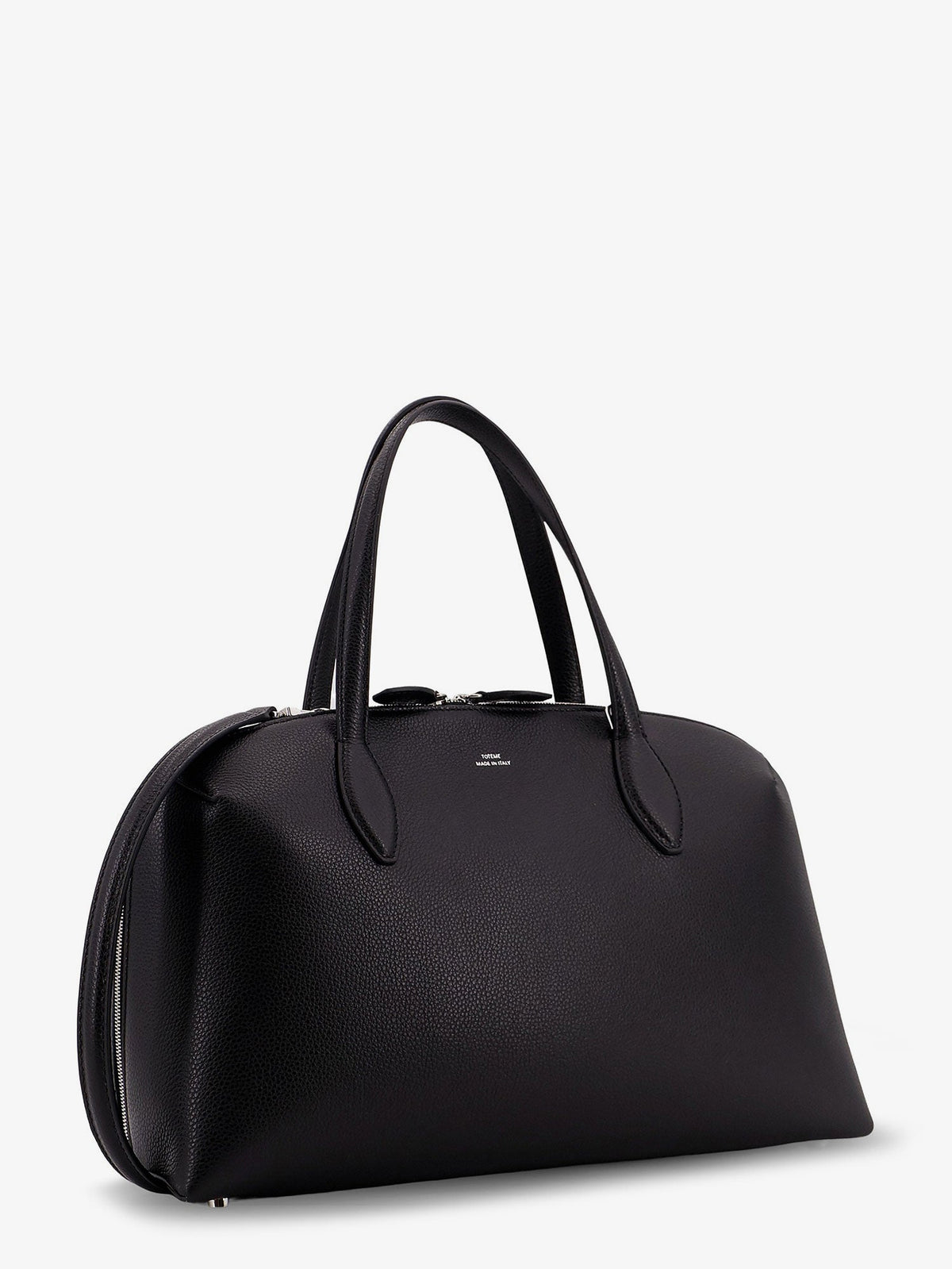 Toteme Leather handbag with engraved logo on the front - Black