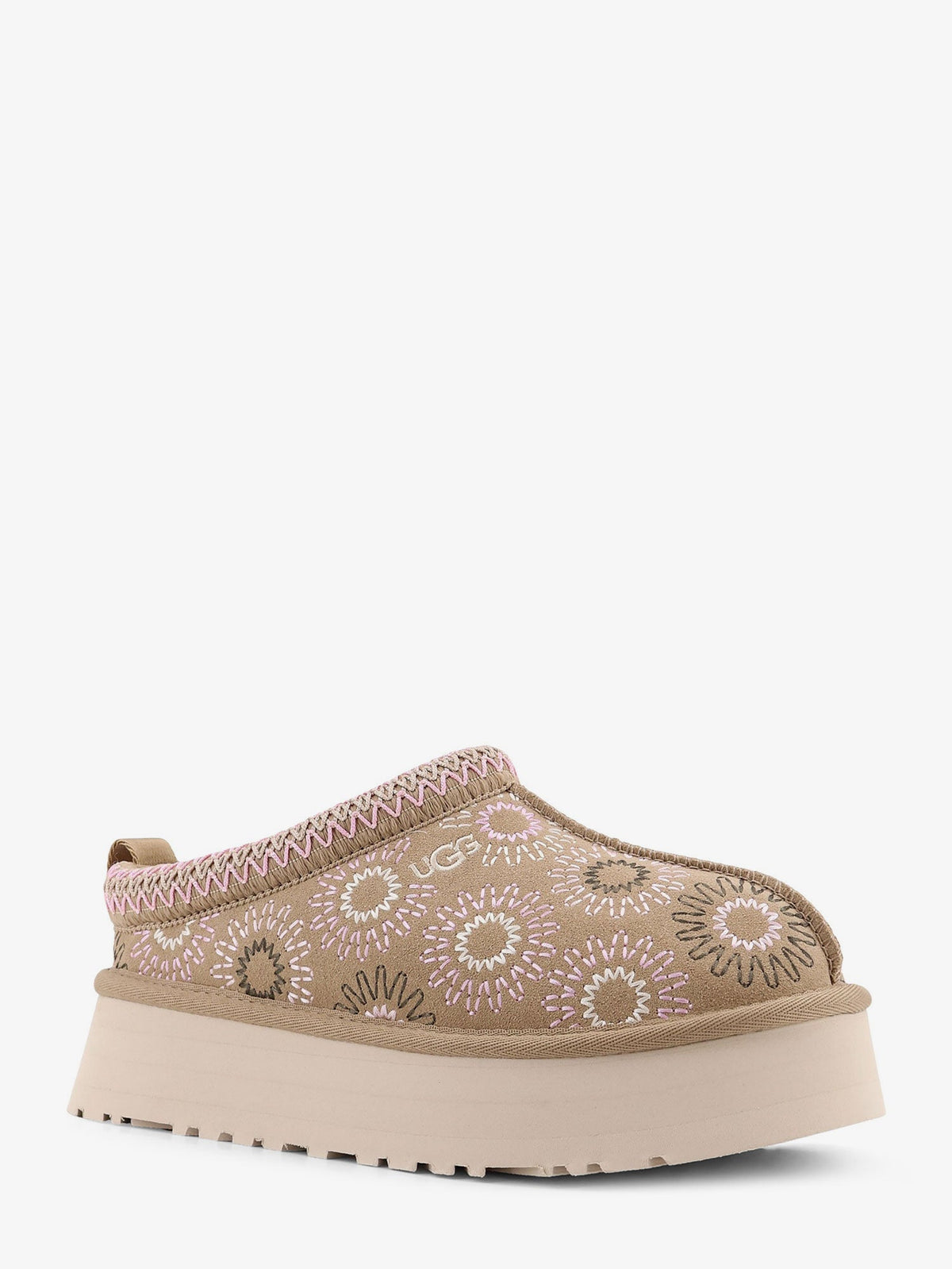 UGG W Tazz suede sandals with multicolor embroidery - Beige