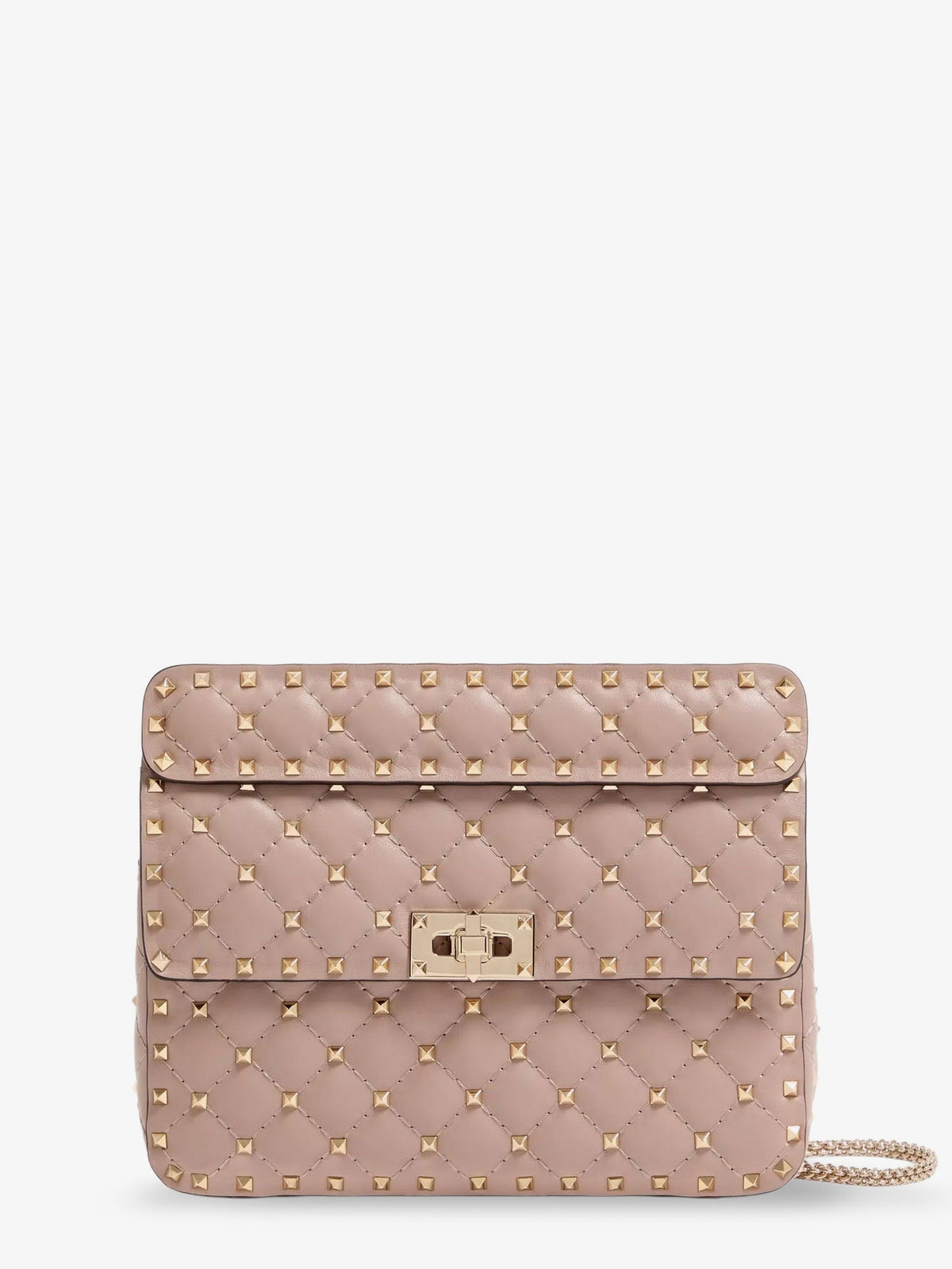Valentino Garavani Rockstud Spike leather crossbody bag with iconic all-over studs - Poudre