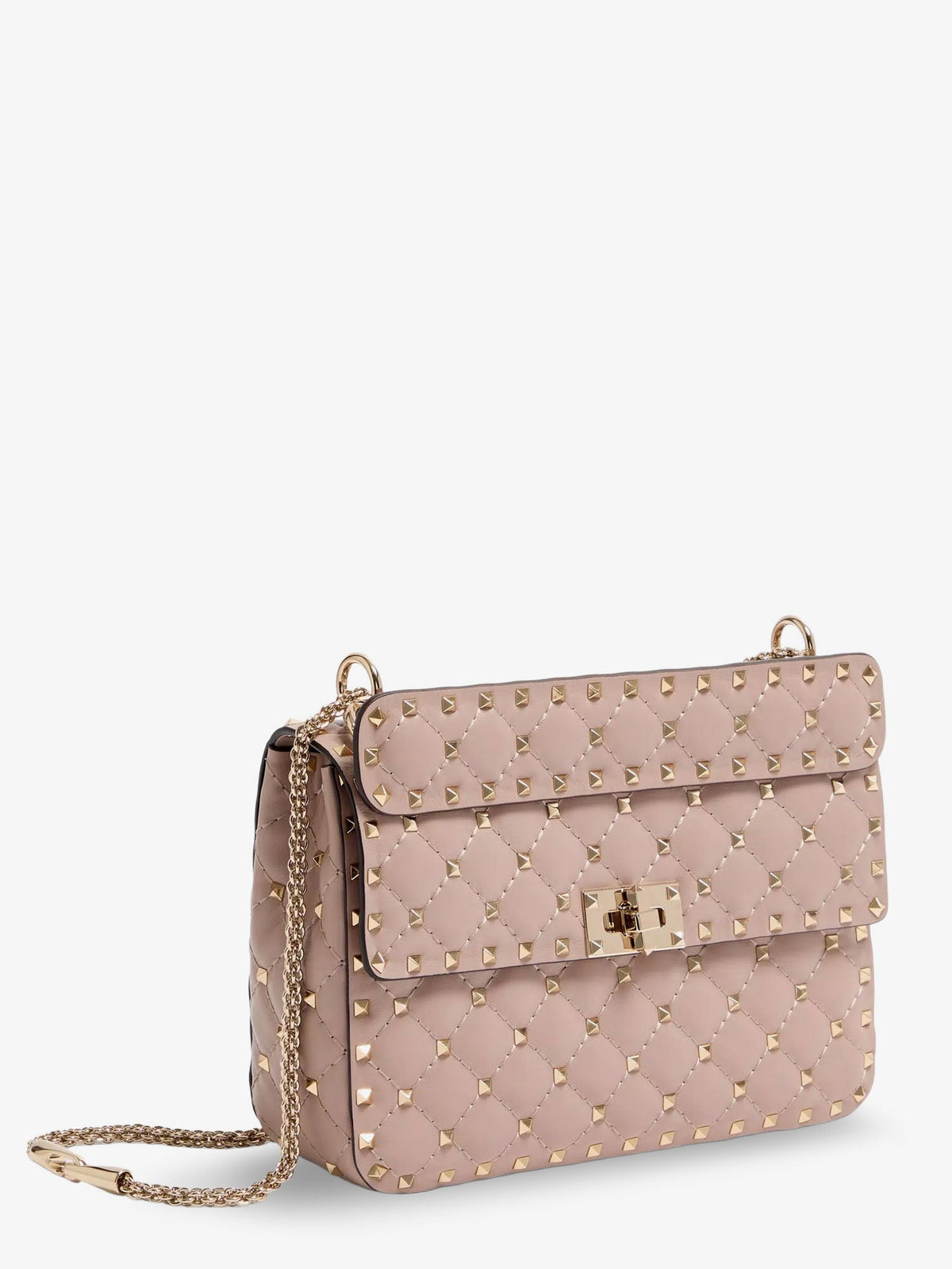 Valentino Garavani Rockstud Spike leather crossbody bag with iconic all-over studs - Poudre