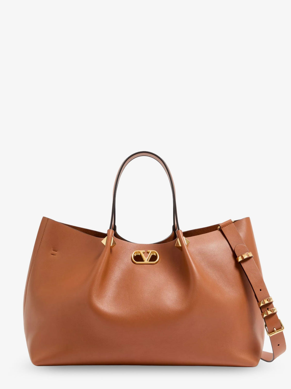 Valentino VLogo Signature Leather Tote Bag - Lighthazel