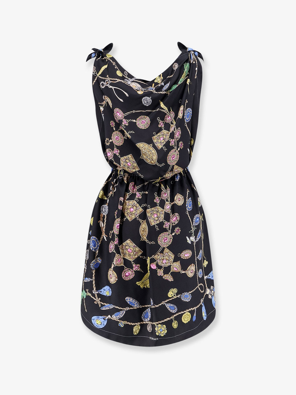 Versace Printed silk twill midi dress - Black