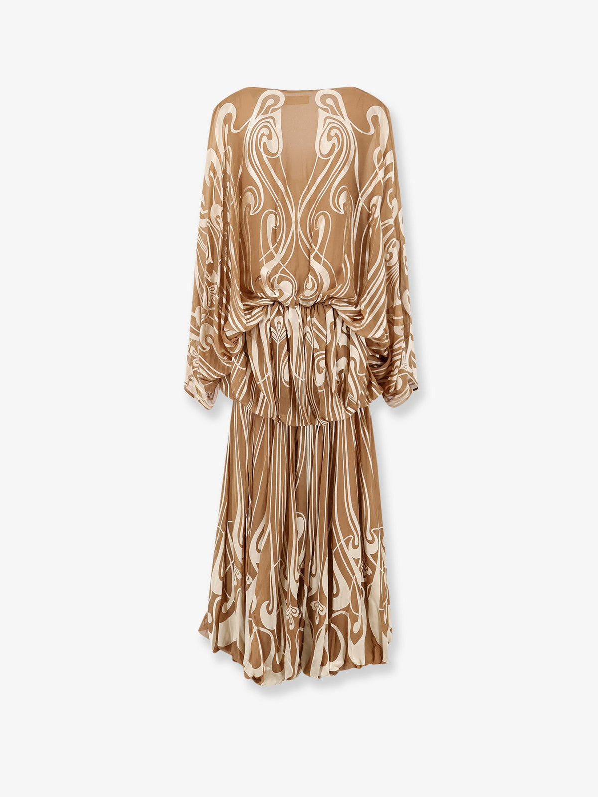 Zimmermann Momentum Burnout Bubble Gown silk dress - Tan Art Nouveau