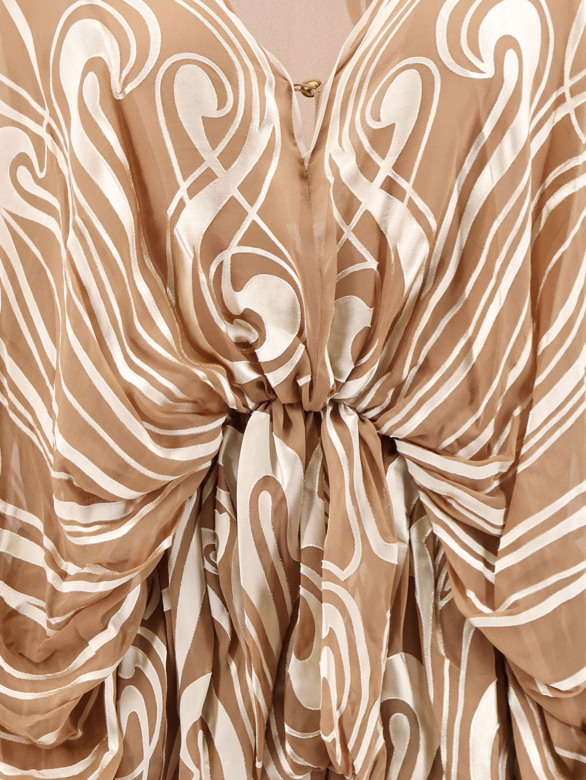 Zimmermann Momentum Burnout Bubble Gown silk dress - Tan Art Nouveau