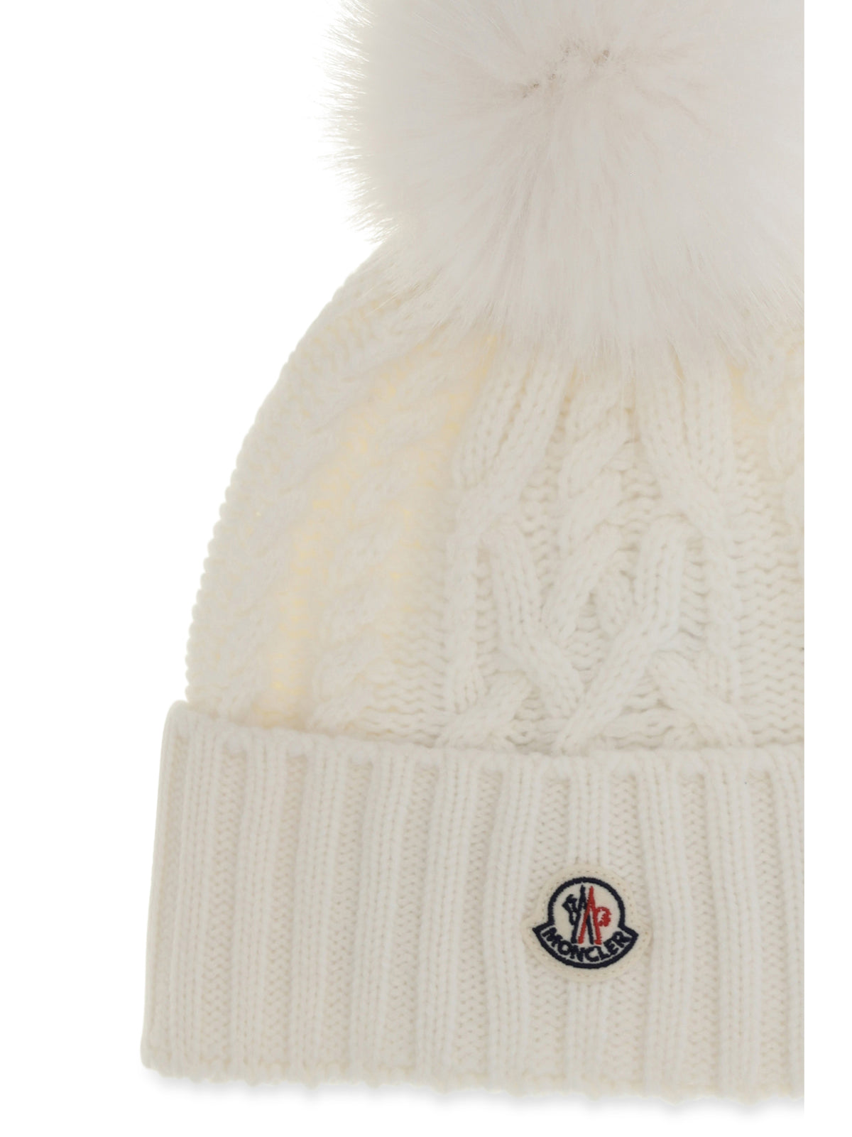 Moncler Wool and cashmere Beanie with pom-pom - White