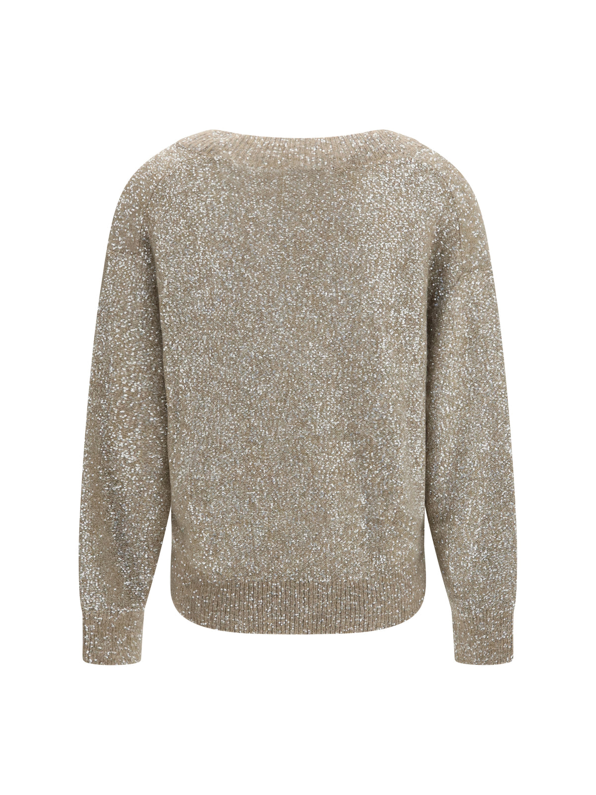Brunello Cucinelli Sequined V-neck Sweater - Brown Caldo+Brown Dark